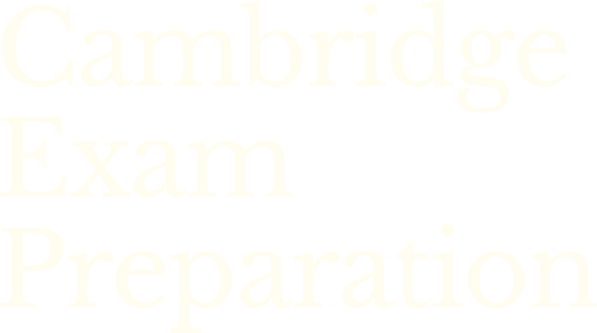 Text on black background that says "Cambridge Exam Preparation" in white font.