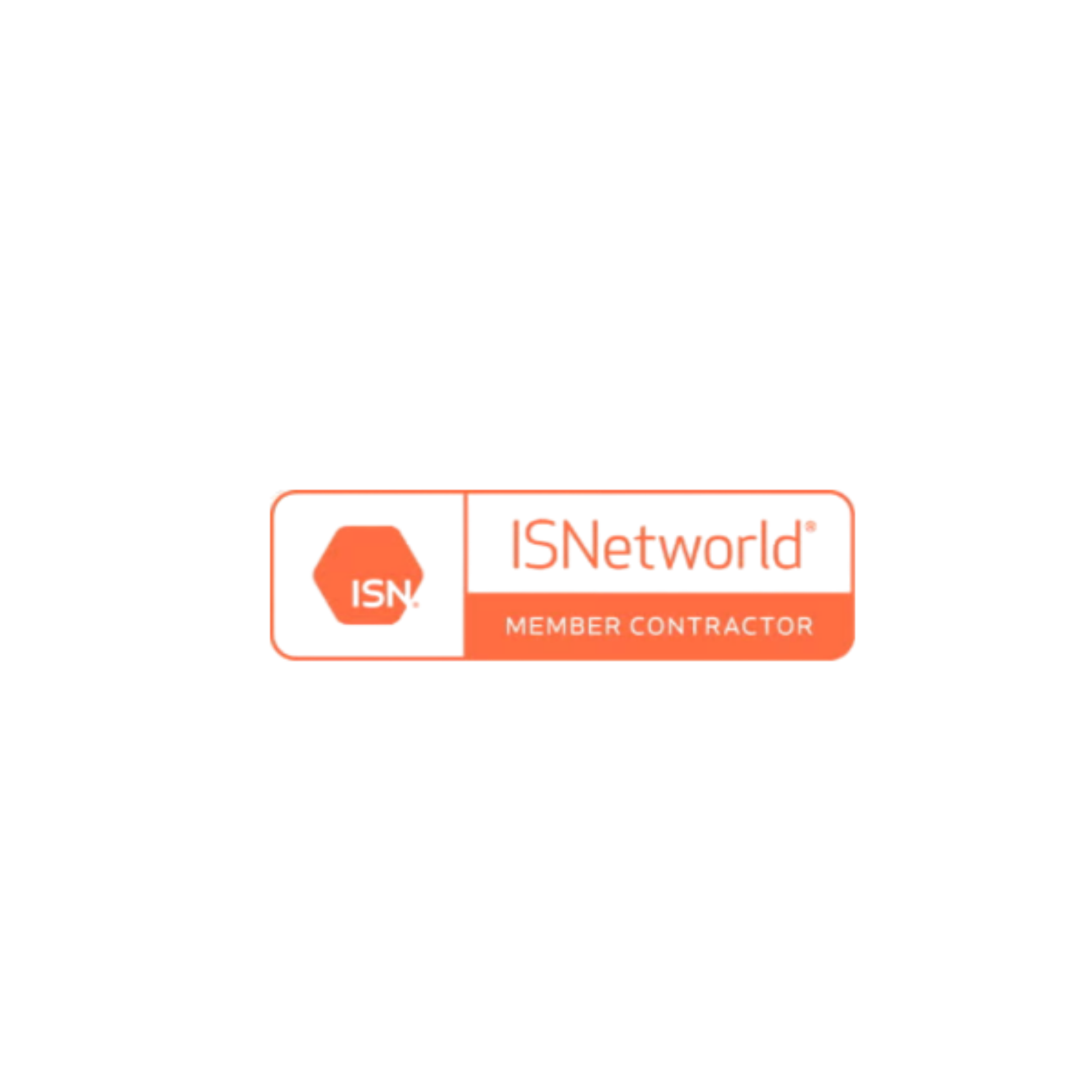 A digital graphic with the logo of ISN, a hexagon icon, and the words 'Network Member Contractor'.