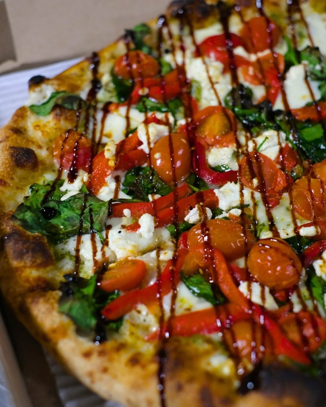 A closer look at the new Drivin&rsquo; Me Caprese on our Neapolitan and Detroit style crusts 😍🍕 Have you tried it yet?