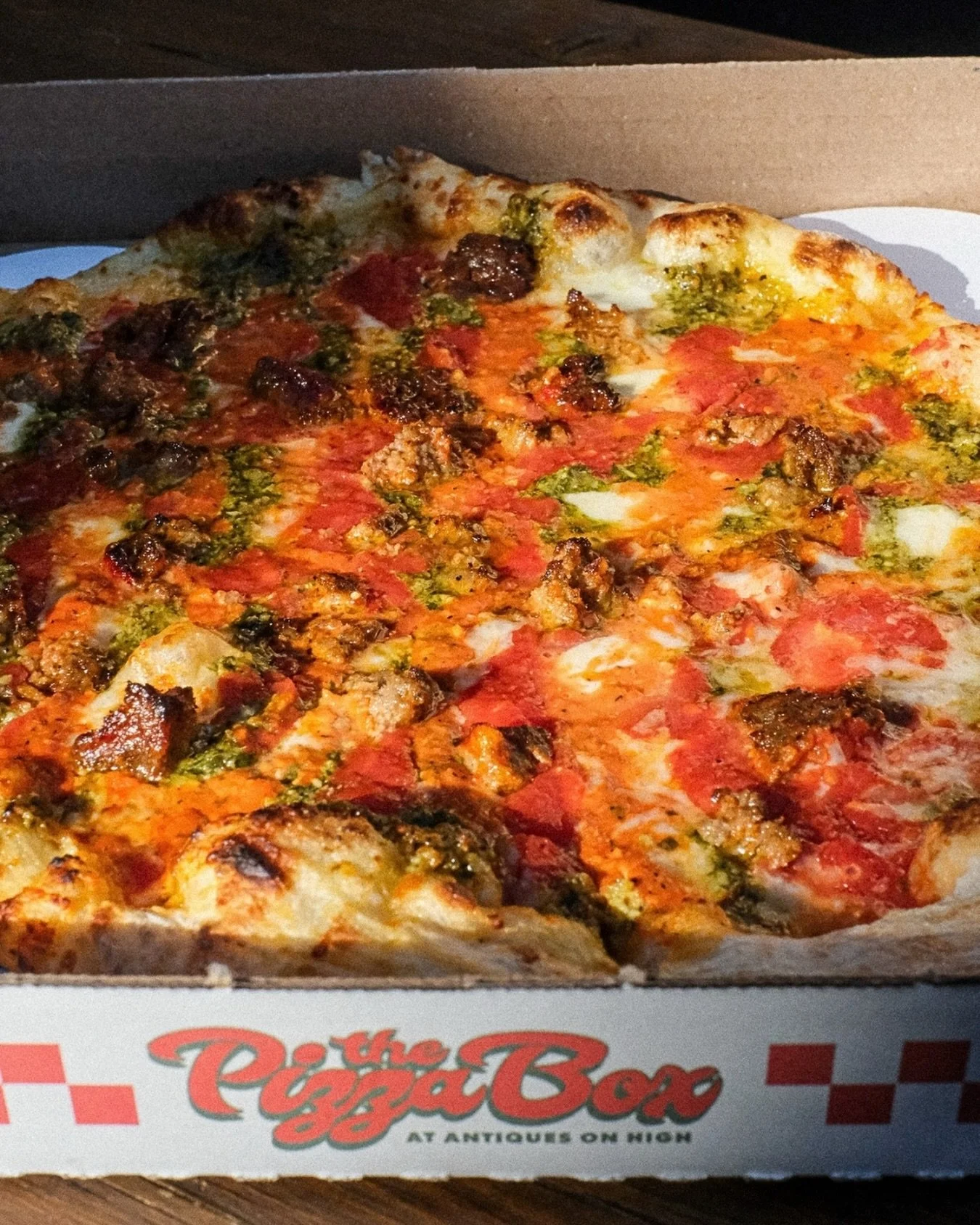 All of June we are featuring our Rainbow pie 🌈

Available on Neapolitan or Detroit style crust, it has shredded mozzarella, pecorino, pesto, vodka sauce, red sauce, and crushed meatballs 🍕

$1 from every Rainbow Pie sold will be donated to the Kale