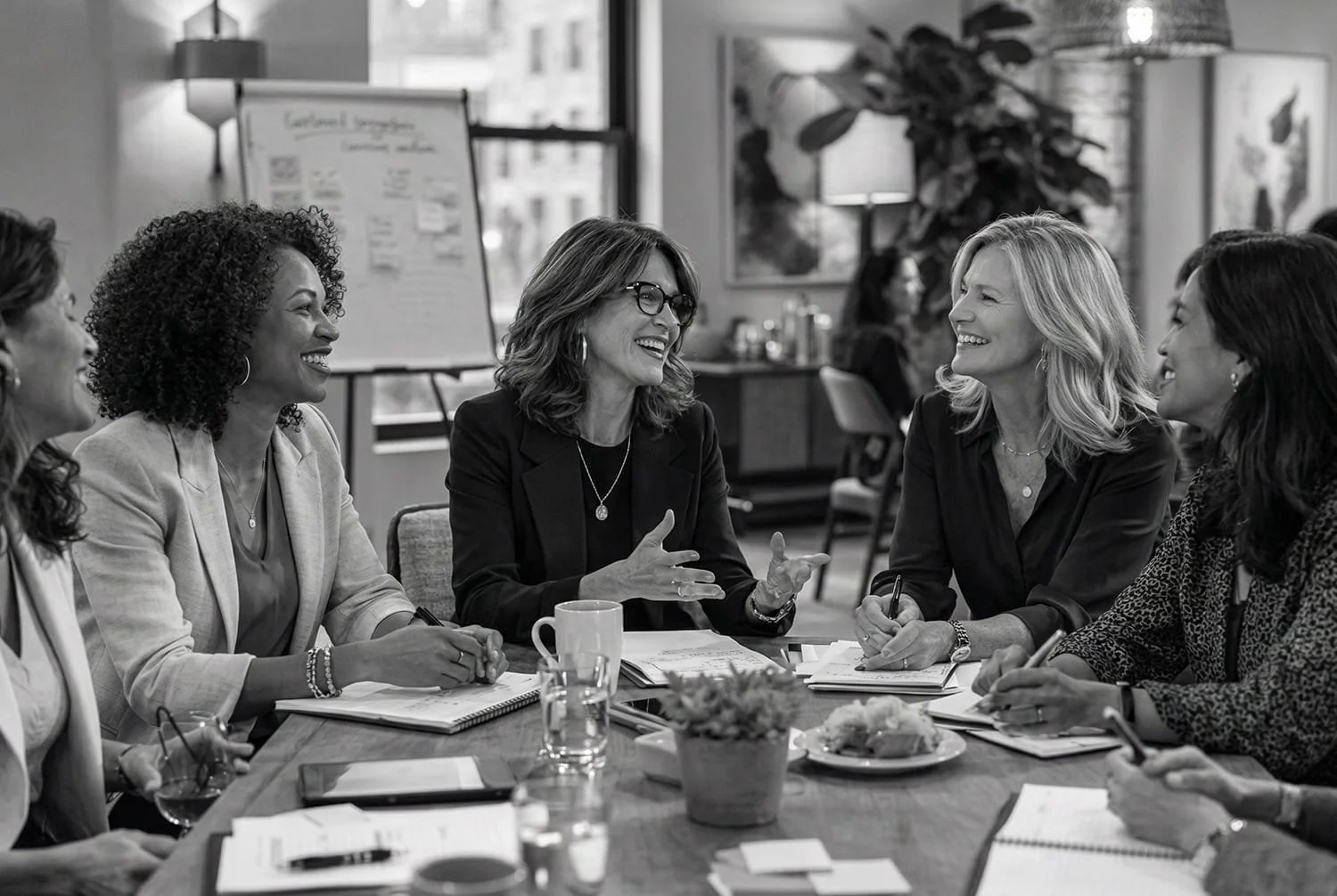 Women talking around a table