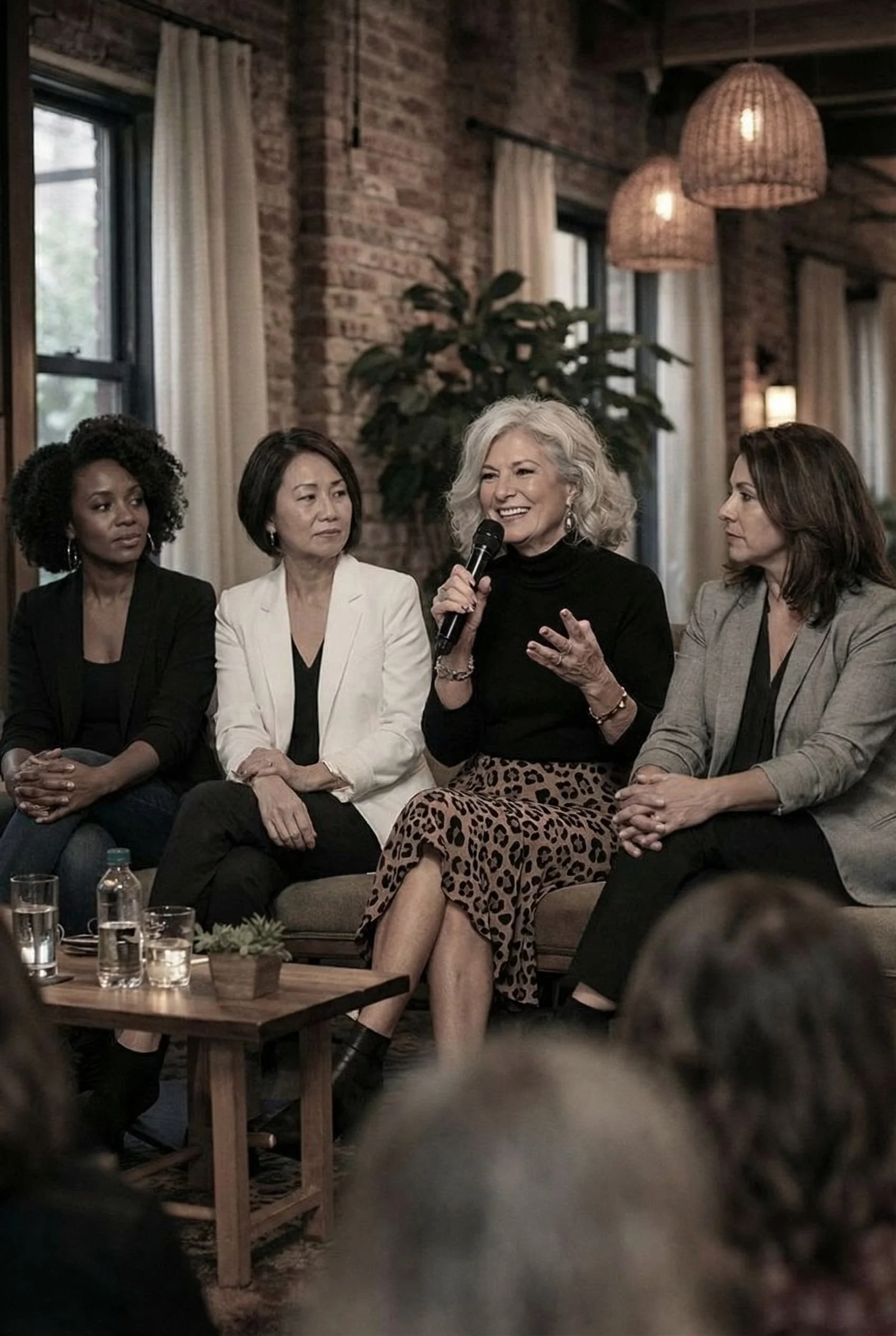 Women speaking at an event
