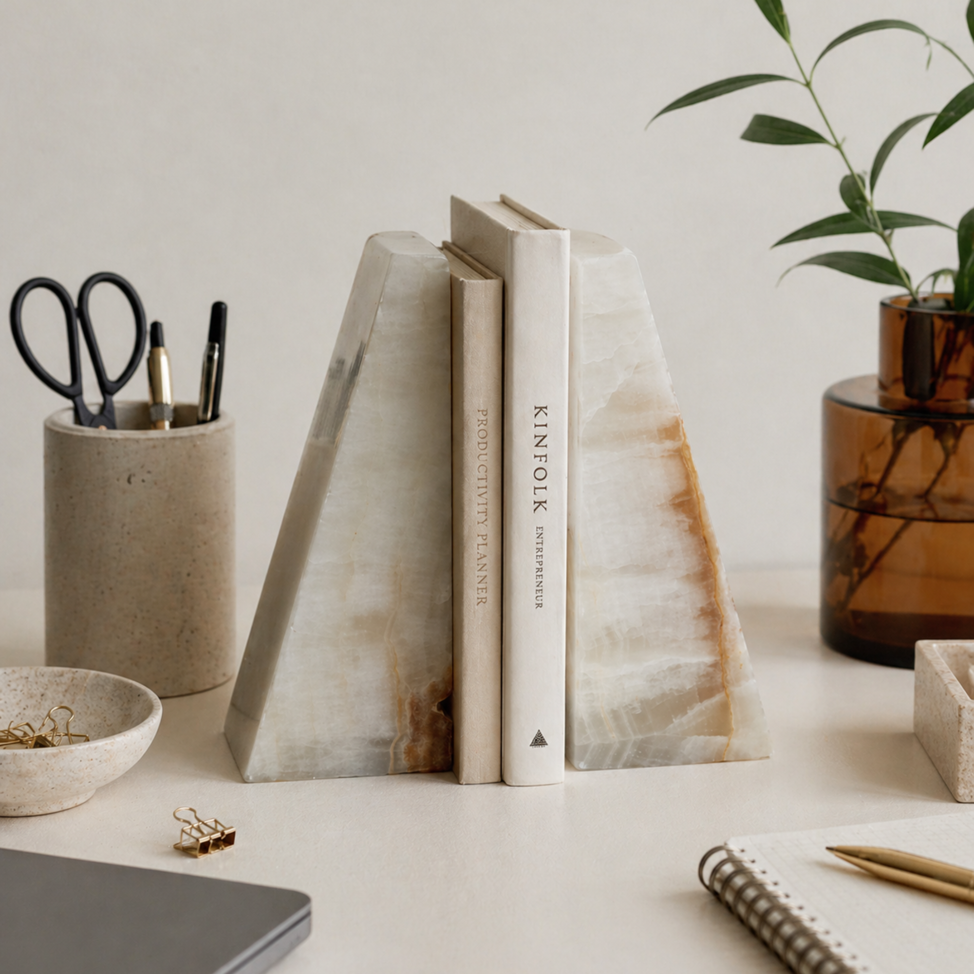 Marble Triangle Bookends