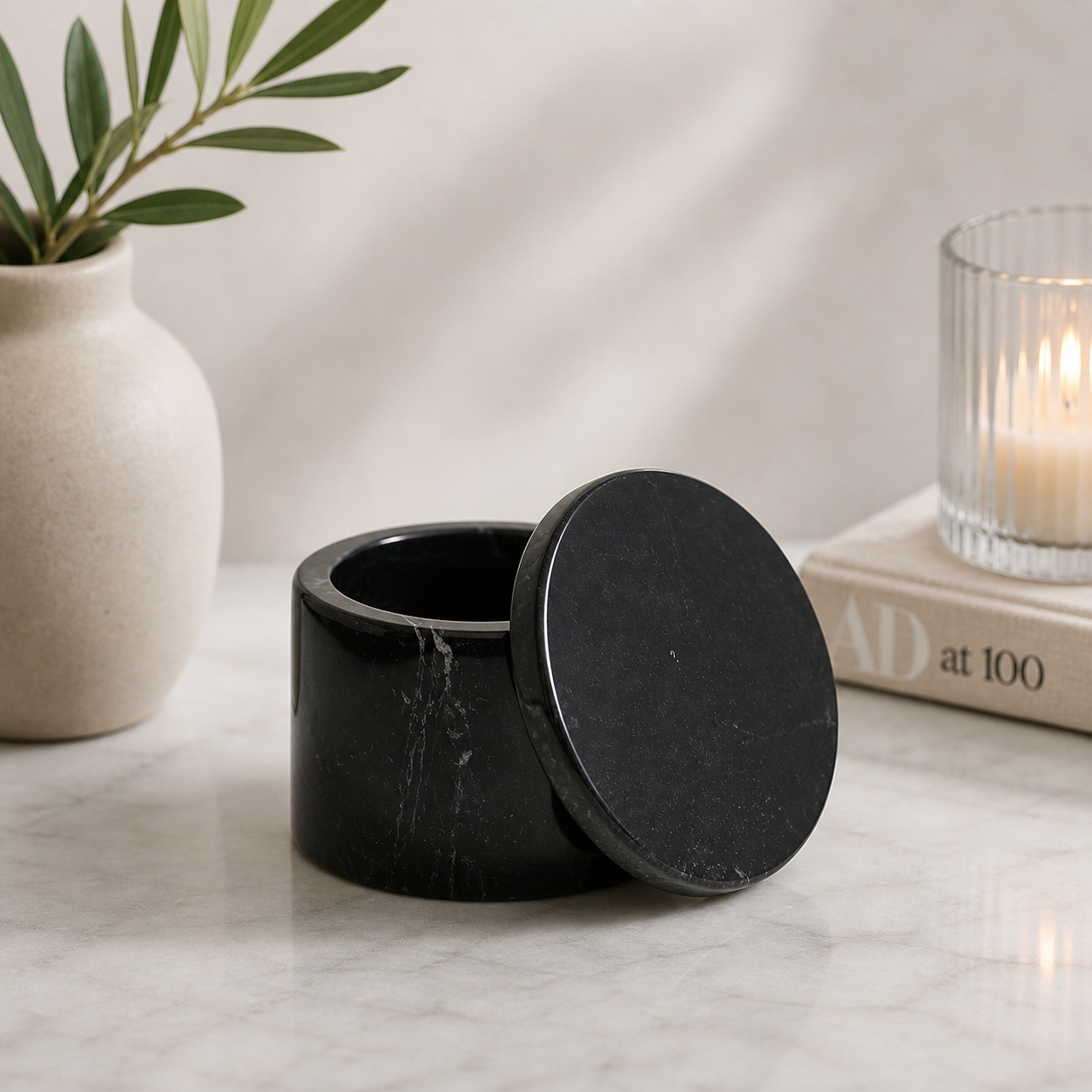 Black Marble Keepsake Jar