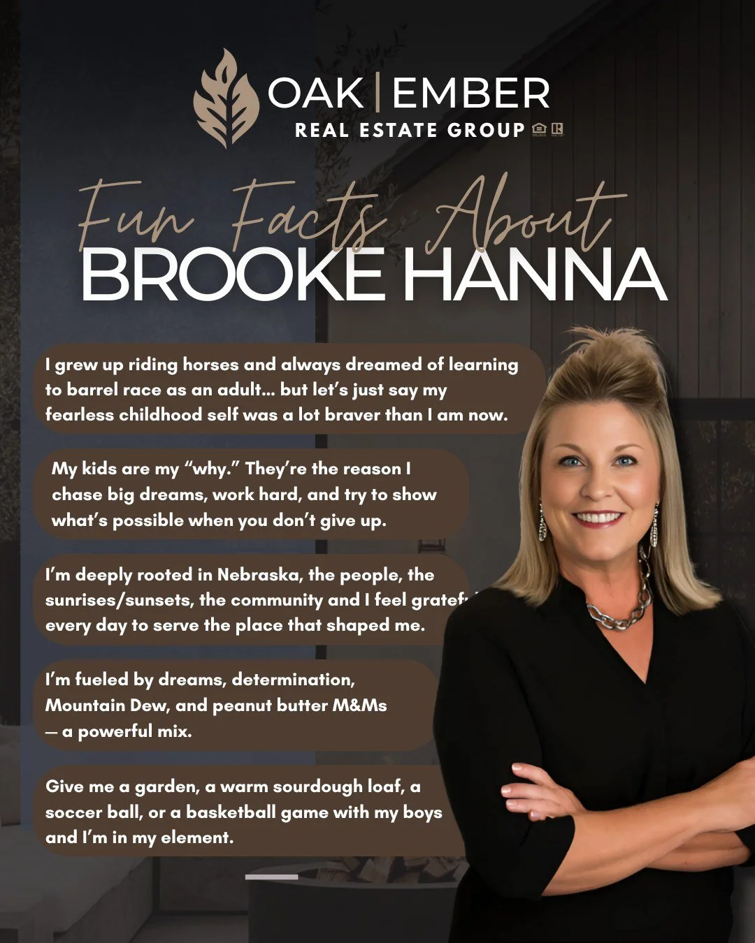 From horseback dreams to sourdough loaves and peanut butter M&amp;Ms&hellip;
Get to know Brooke Hanna &mdash; the friendly face and big heart behind Oak | Ember Real Estate!
Helping families write their next chapter is truly her favorite part.
#OakEm