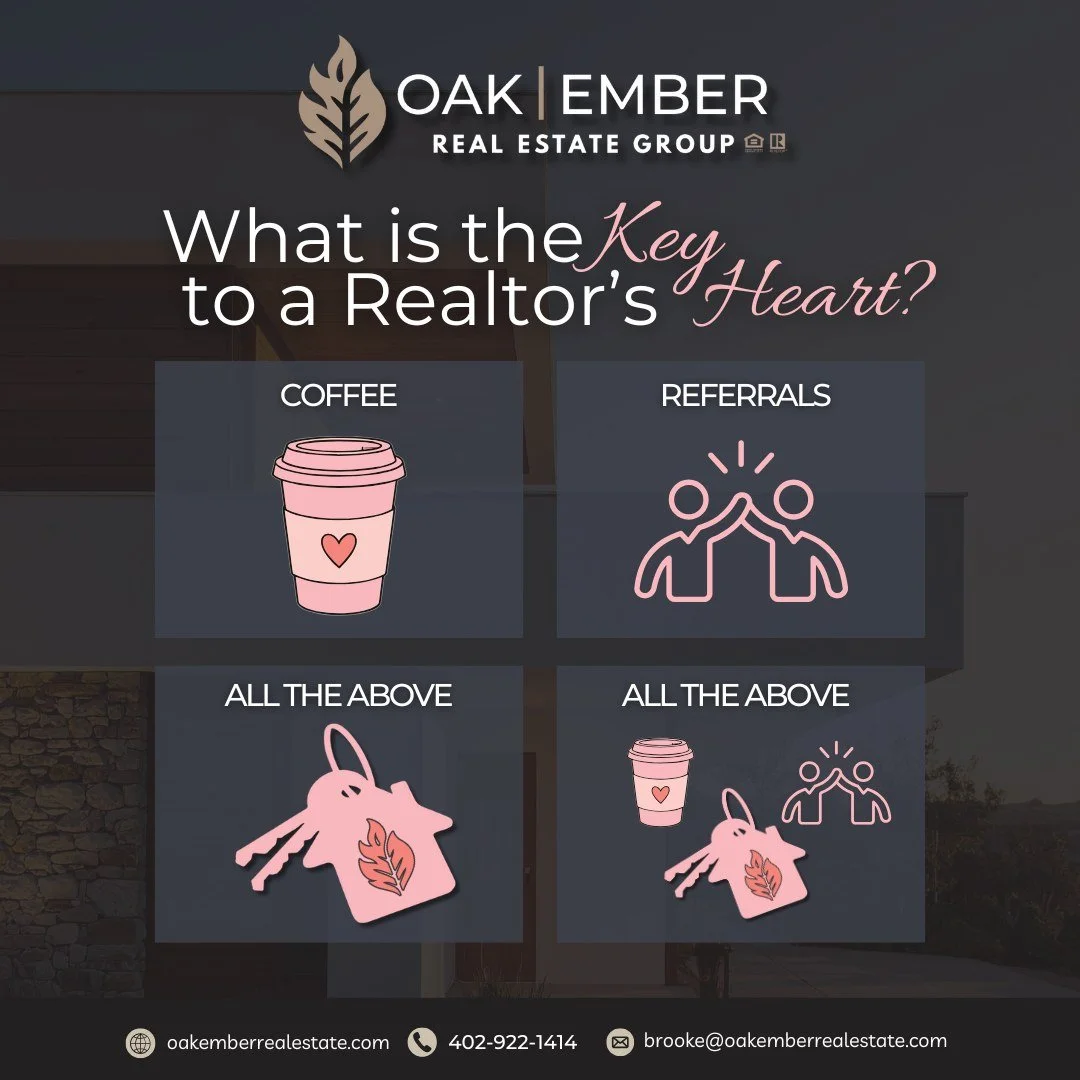 What&rsquo;s the key to a Realtor&rsquo;s heart? 🔑💗
Is it coffee ☕, referrals 🤝, or&hellip; let&rsquo;s be honest &mdash; ALL of the above? 😄

Drop your answer below ⬇️
(And yes, coffee is always a good place to start 😉)

#OakEmberRealEstate
#Re