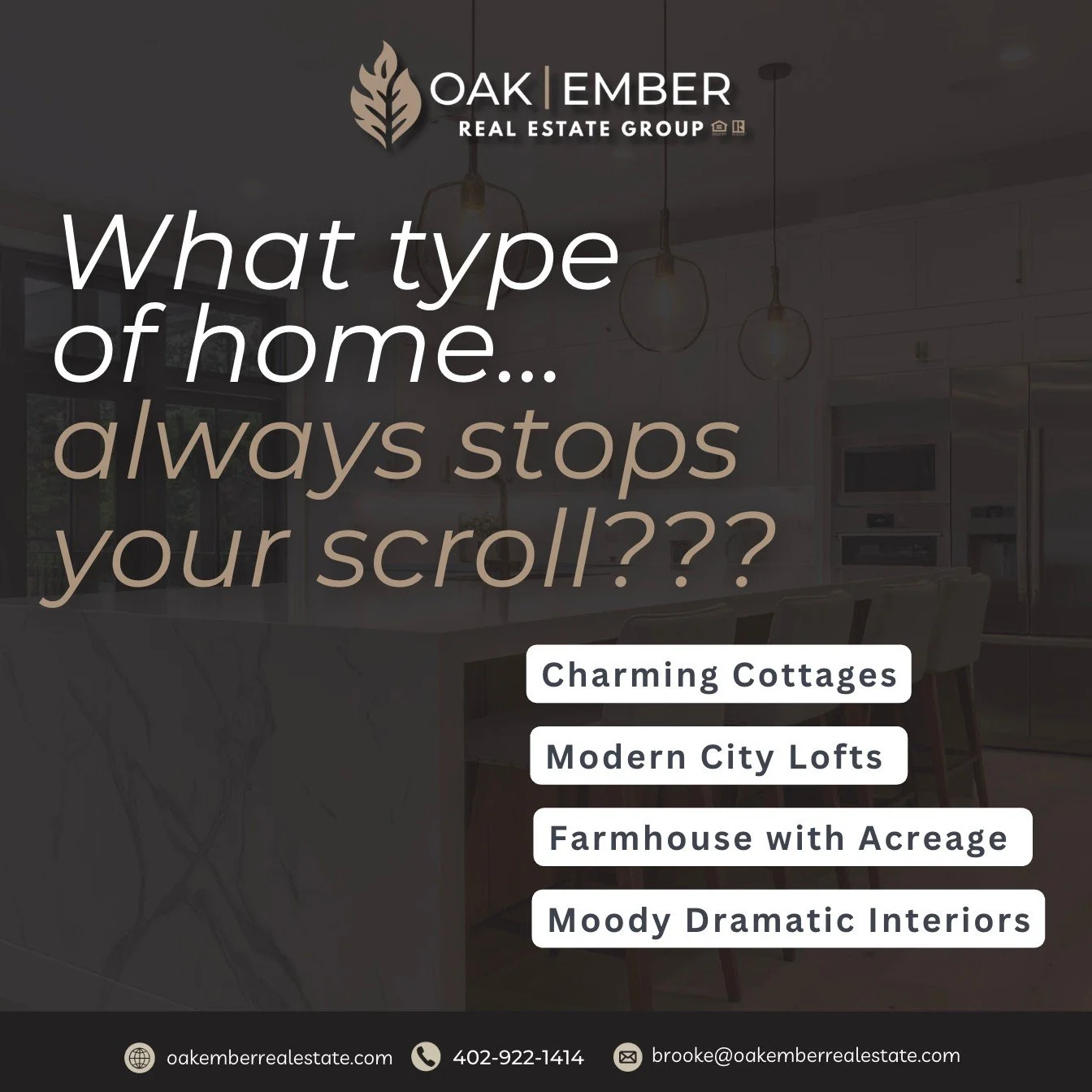 Be honest&hellip; what&rsquo;s your scroll-stopper? 👀⁠
⁠
Is it the cozy charm, the modern vibe, wide open acreage, or those moody, dramatic interiors that get you every time?⁠
⁠
No wrong answers here, but your style says a lot about what &ldquo;home