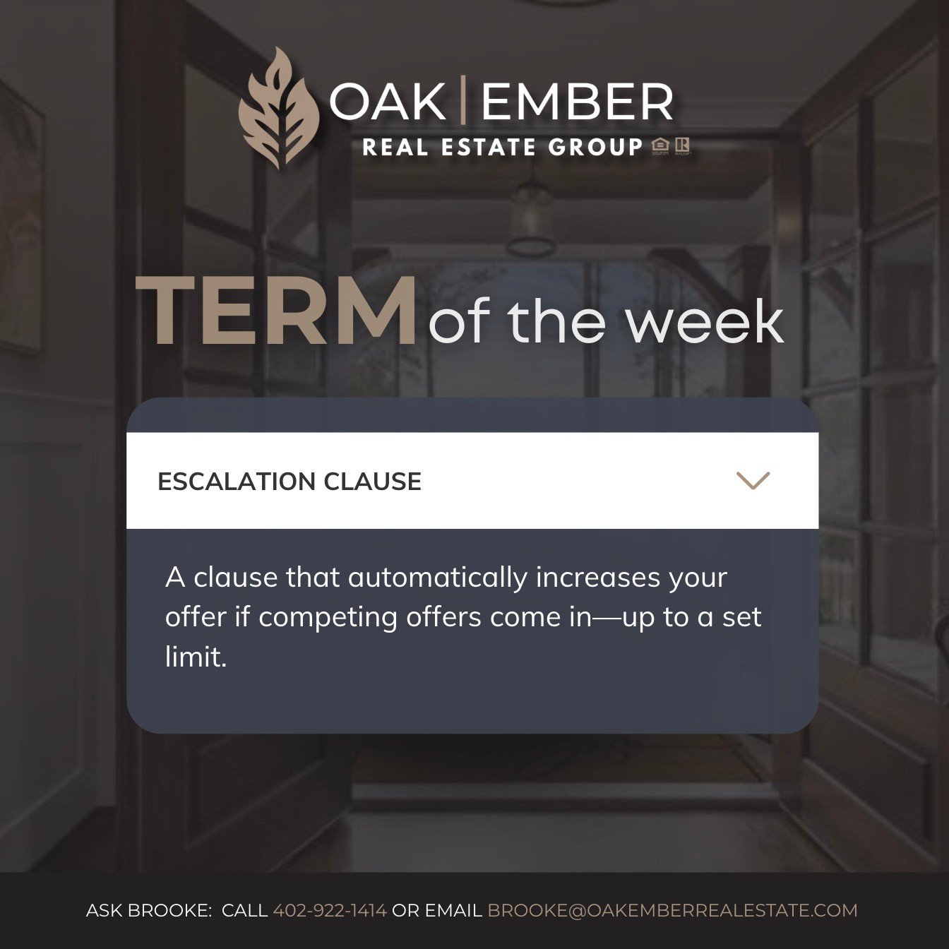 Term of the week: Escalation Clause 👇⁠
⁠
In a competitive market, this strategy can help strengthen your offer without overcommitting right away. It allows your offer to automatically increase if other offers come in, up to a limit you&rsquo;re comf