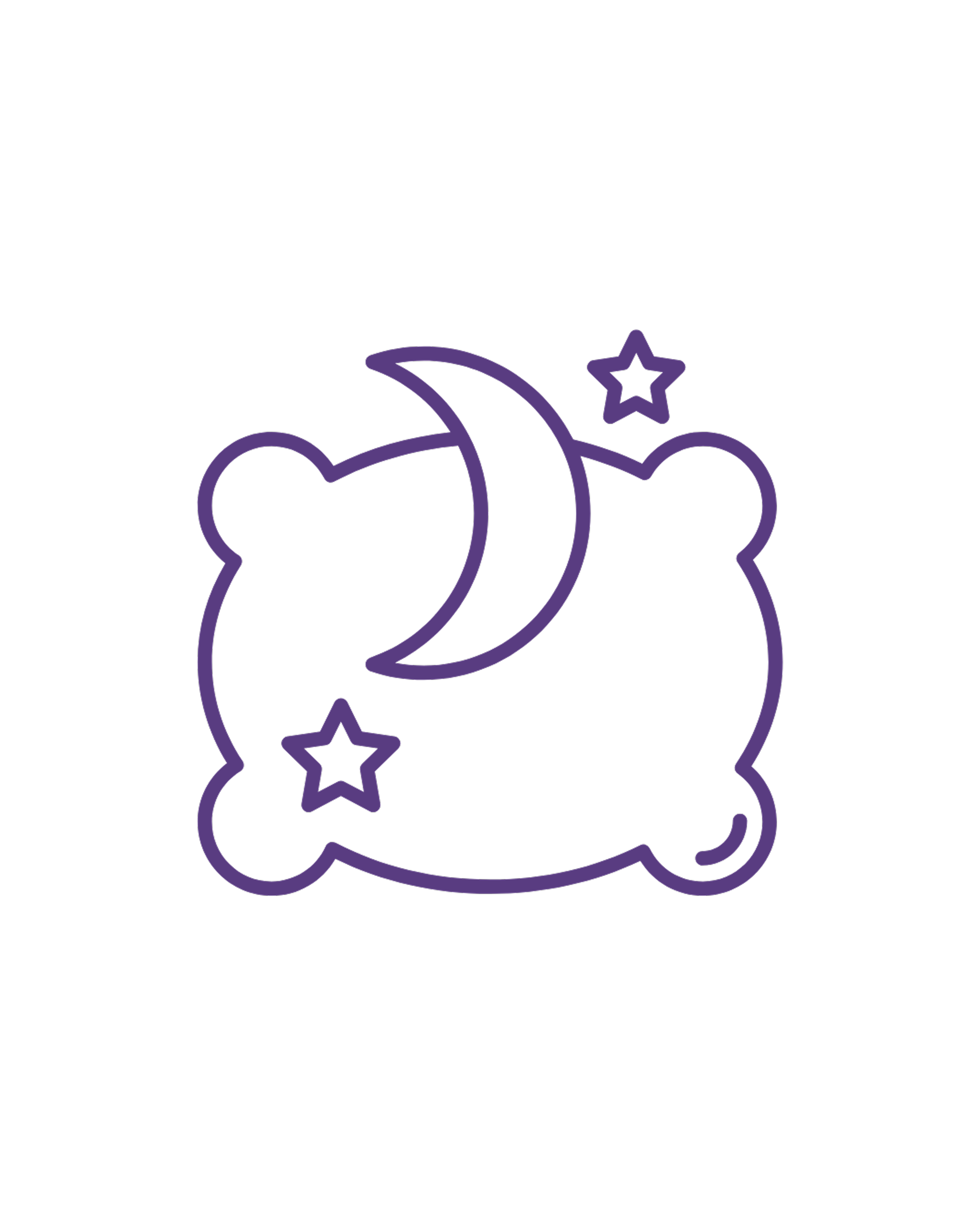 Neon outline of a bear's face with a crescent moon and two stars.