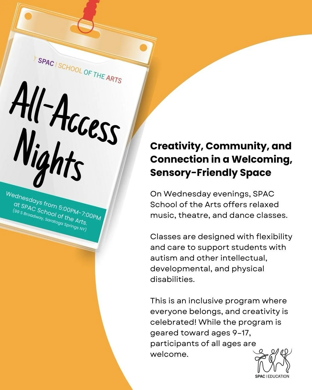 Hey&mdash;quick heads up in case this one isn&rsquo;t on your radar yet 👀

SPAC&rsquo;s All-Access Nights brings students, families, and caregivers together for relaxed music, theatre, and dance classes &mdash;designed with flexibility and care to s