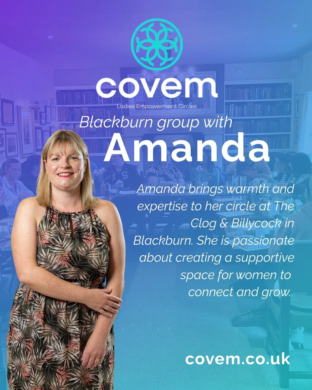 Meet Amanda!

Amanda is our Blackburn ambassador and her next meeting is on the 11th of November, 12-2pm.

Clog and Billycock
Billinge End Road, Blackburn, Lancashire BB2 6QB 

You can book your spot over on our website! (Link in bio) 

covem.co.uk