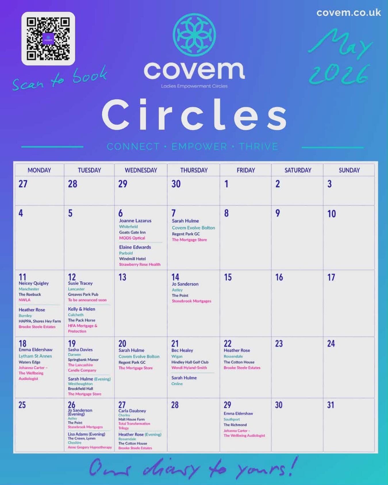 Have you got your May @covemnetworking  groups booked in the diary ?
Go to our website to book your sessions all over the #northwest.  https://www.covem.co.uk/ #networking #womeninspiringwomen #businessgrowth