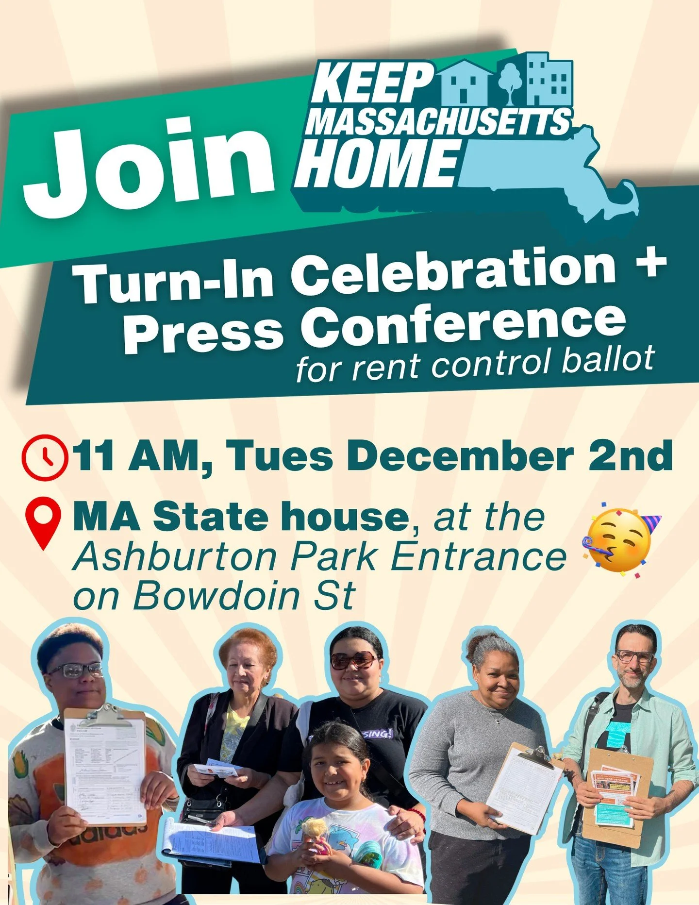 Celebrating a milestone! Join us for the Keep MA Home signature turn-in and press conference at the State House (Ashburton Entrance) at 11 AM.✨
Show up, stand with us, and be part of the movement! 💙
