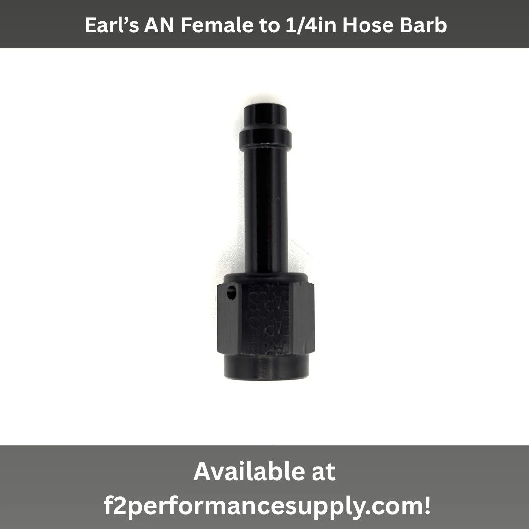 Take a look at Earl's AN female to 1/4" hose barb. We sell them in -3AN to 1/4&rdquo; hose barb, and -4AN to 1/4&rdquo; hose barb variants. They are available only in black aluminum. You can find them in the "Hose Barb Adapters" sectio