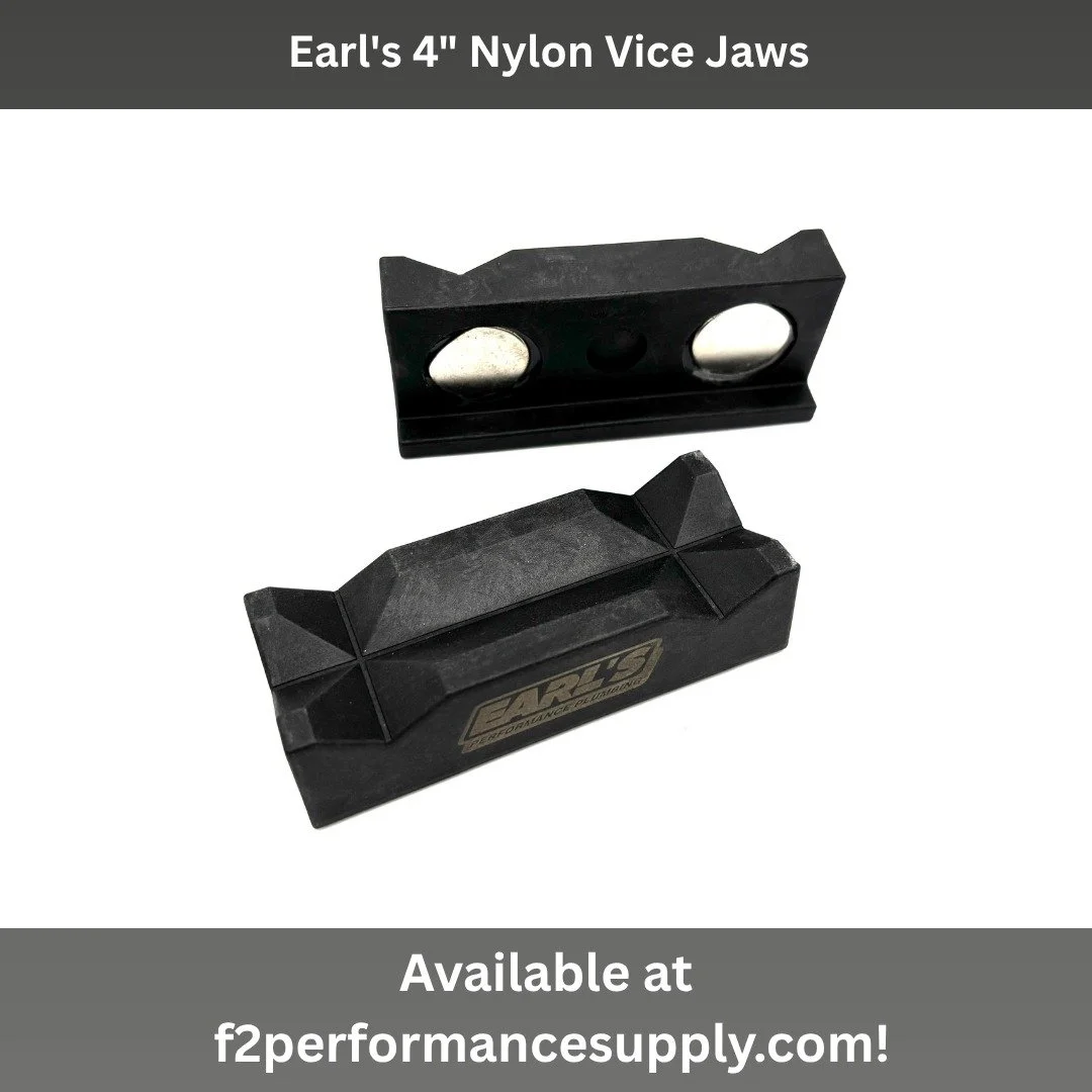 Earl&rsquo;s 4&rdquo; Black Nylon Vise Soft Jaws compatible with all AN hose end sizes. For use during instillation of hose ends onto AN hose. Prevents damage to hose ends.

Buy now at f2performancesupply.com!
#xrpfittings #earlsperformanceplumbing #