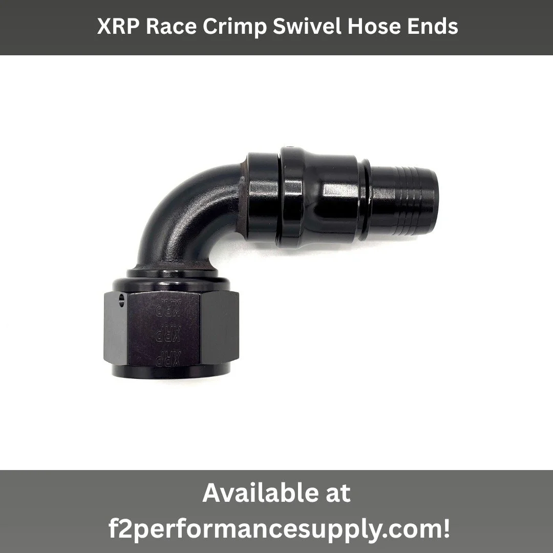 We are now offering XRP ProPlus Race Crimp hose ends in a swivel version for select sizes and angles. Swivel hose ends offer the flexibility of an adjustable position while still maintaining the reliability of a crimp fitting.

Buy now at f2performan