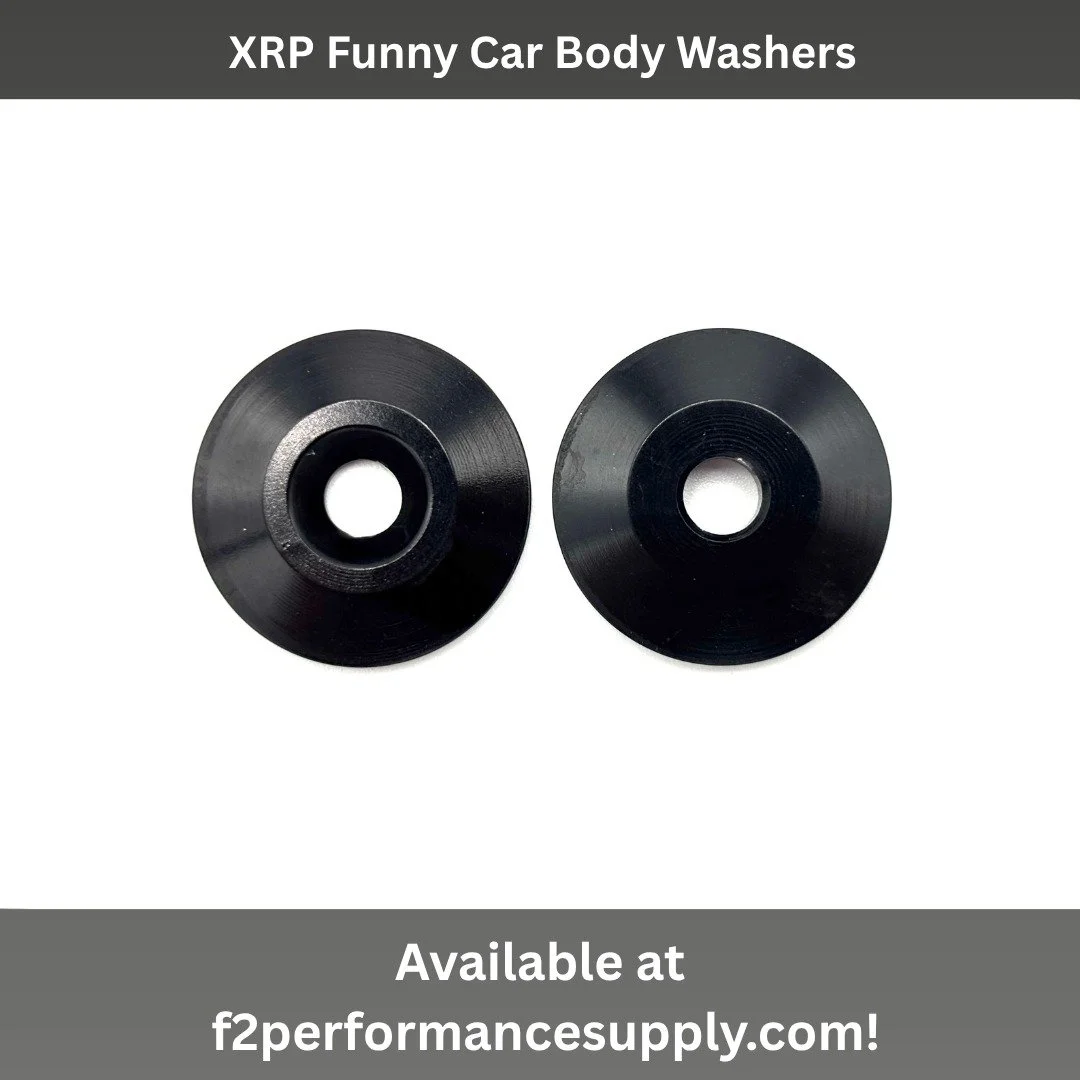Check out the XRP funny car body washer. They are offered in a flat version or countersink version. The countersink version is countersunk to 82 degrees for flathead screws. 7/8&rdquo; diameter and 1/8&rdquo; thick with a hole for a #10 screw. Availa