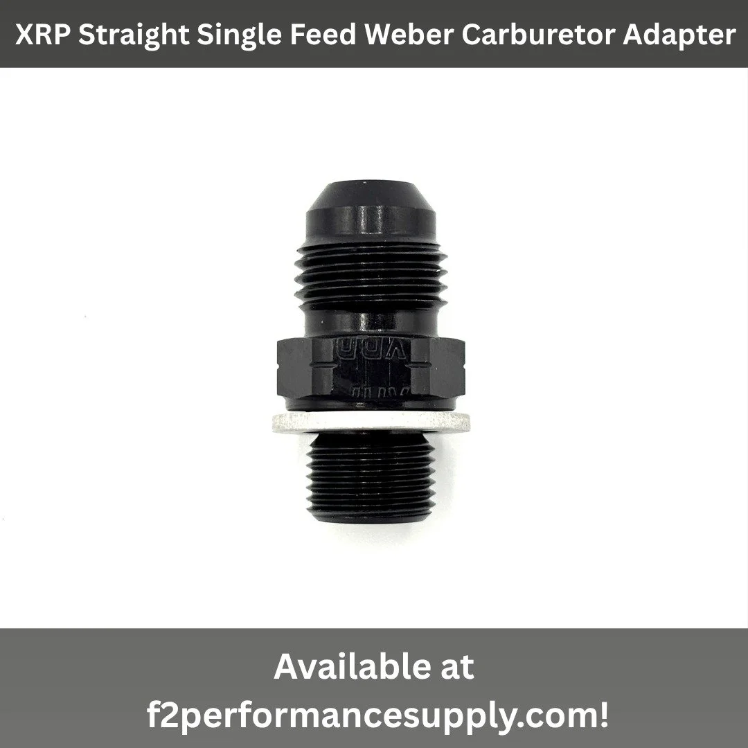 XRP straight -6AN male to M12 single feed Weber carburetor adapter. Offered in -6AN with M12 &times; 1.0, and -6AN with M12 &times; 1.5. Works with Weber carburetors. Includes crush washer. Available only in black.

Buy now at f2performancesupply.com