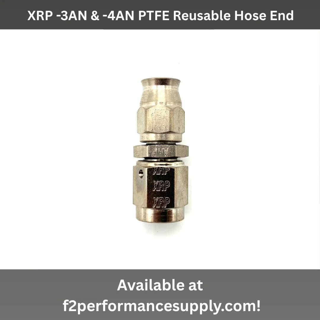 We are now offering reusable hose ends for -3AN and -4AN PTFE hoses. Reusable hose ends are a perfect way to get the benefit of AN PTFE hose without the need to crimp the line. We have straights, 45s, and 90s to meet your needs.

Order now at f2perfo