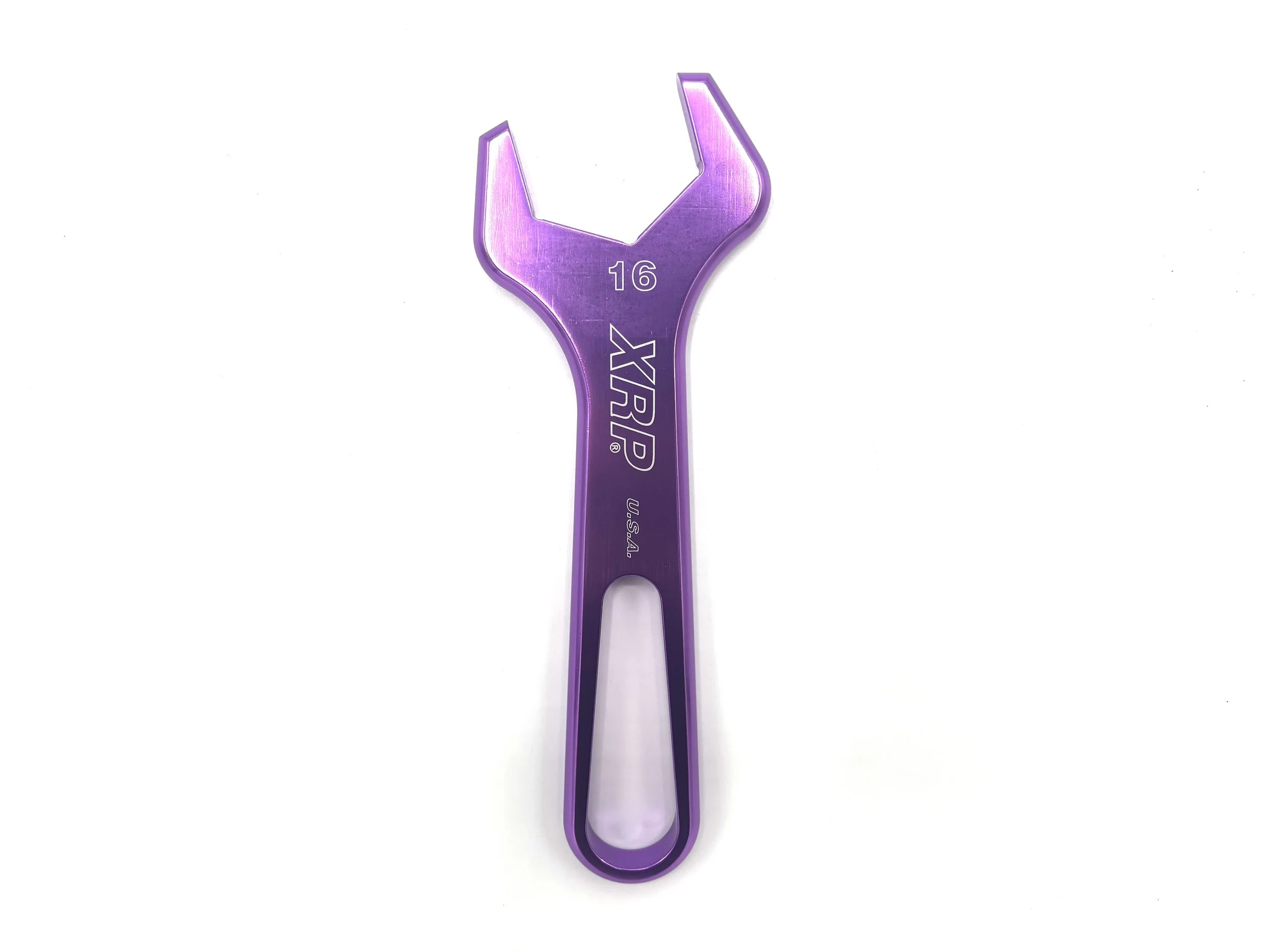 Purple XRP Pro-series -16AN wrench. Says XRP on it and indicates the size.