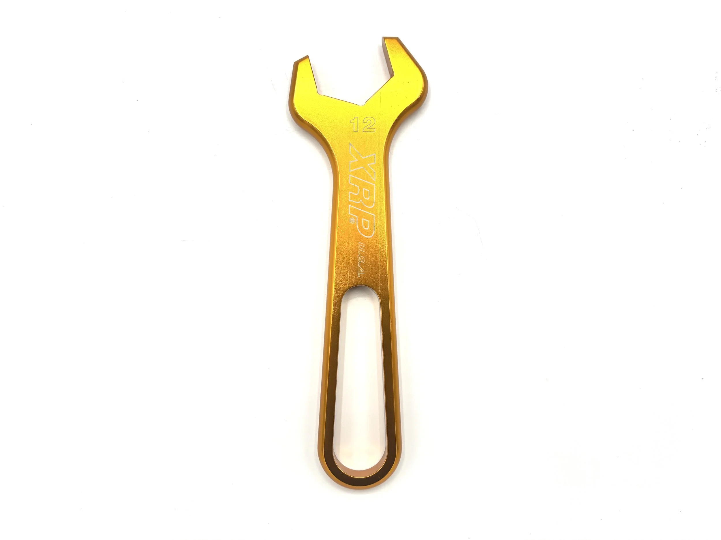 Yellow XRP Pro-series -12AN wrench. Says XRP on it and indicates the size.