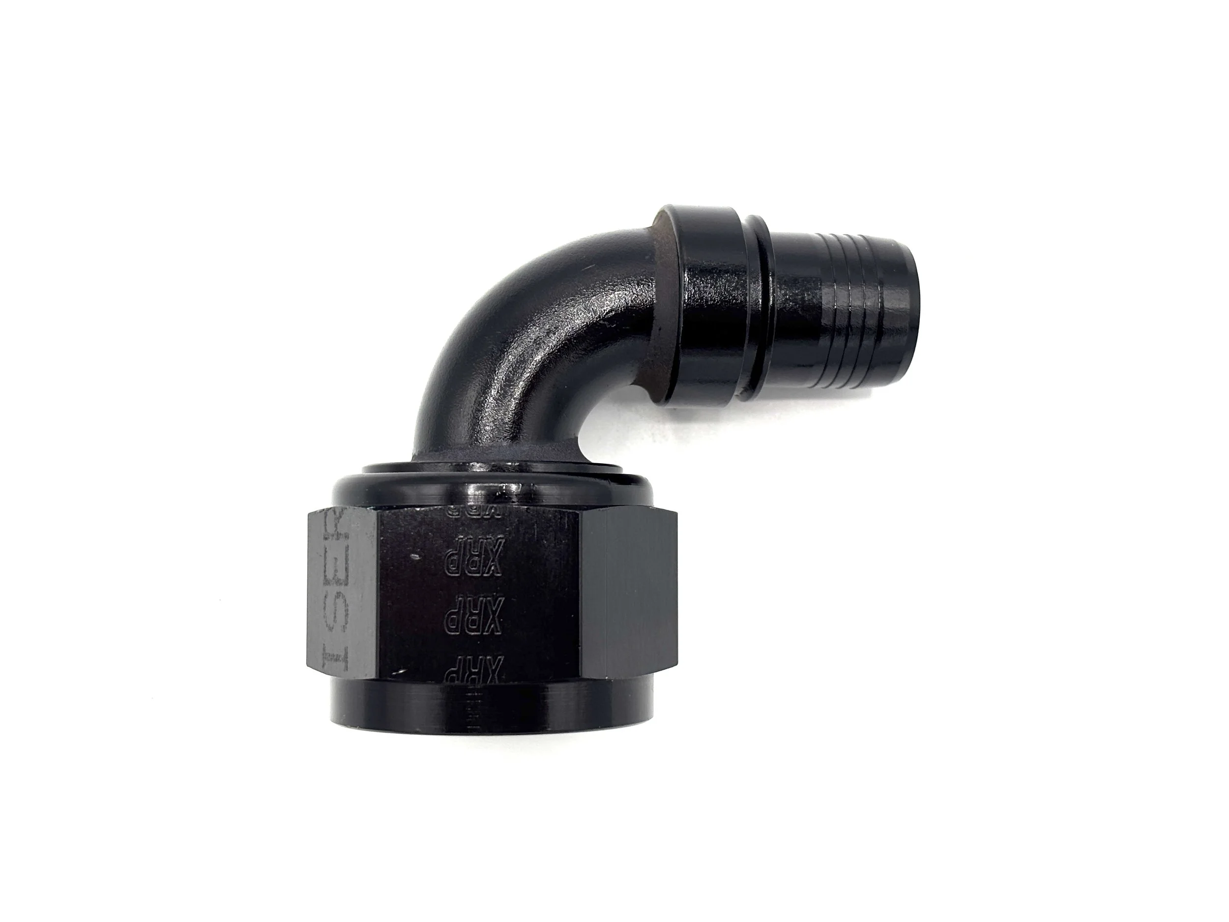 90 Deg. -12AN Race Crimp Hose End to -16AN Female