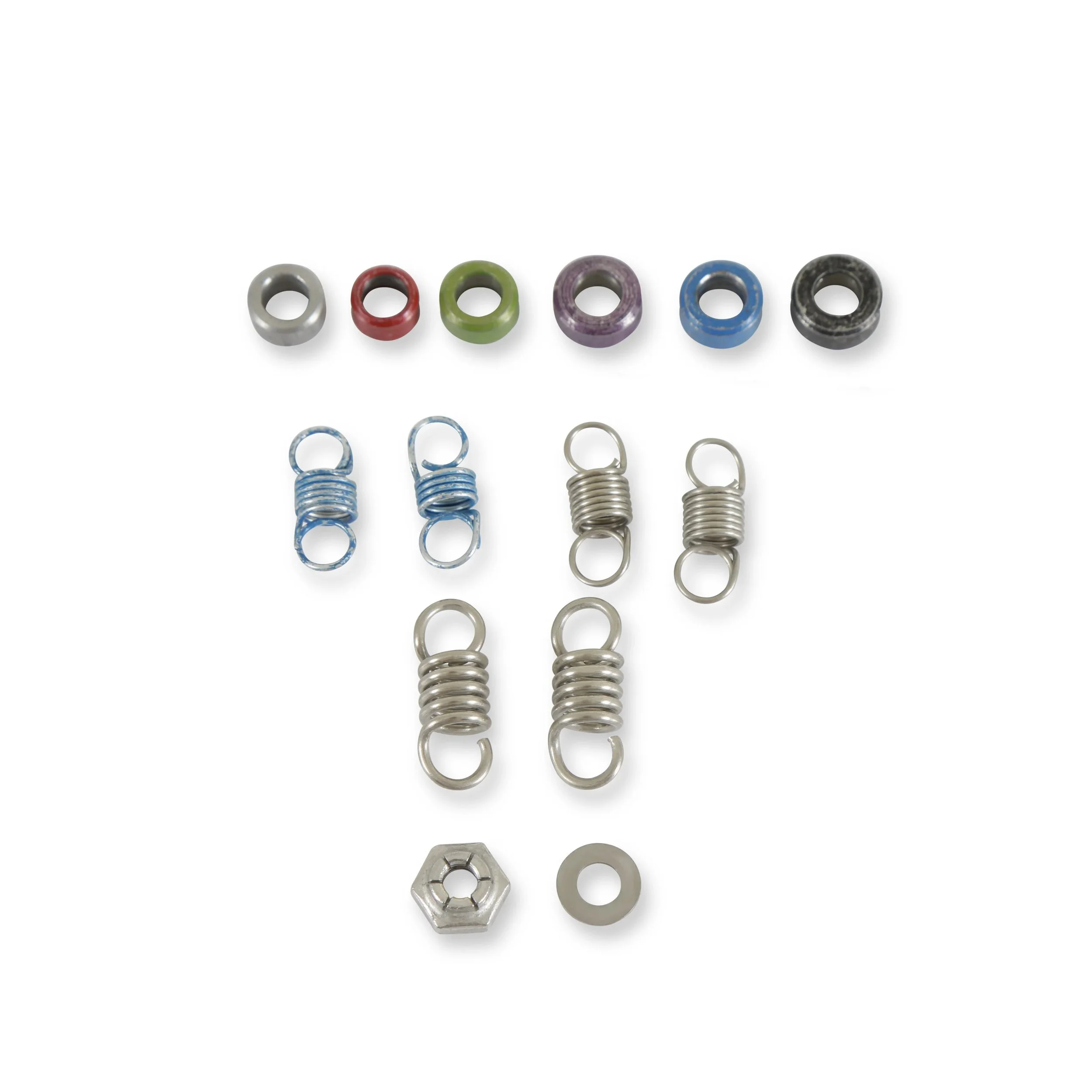MSD distributor replacement bushing and spring set. There is an assortment of spring and advance limit bushings.