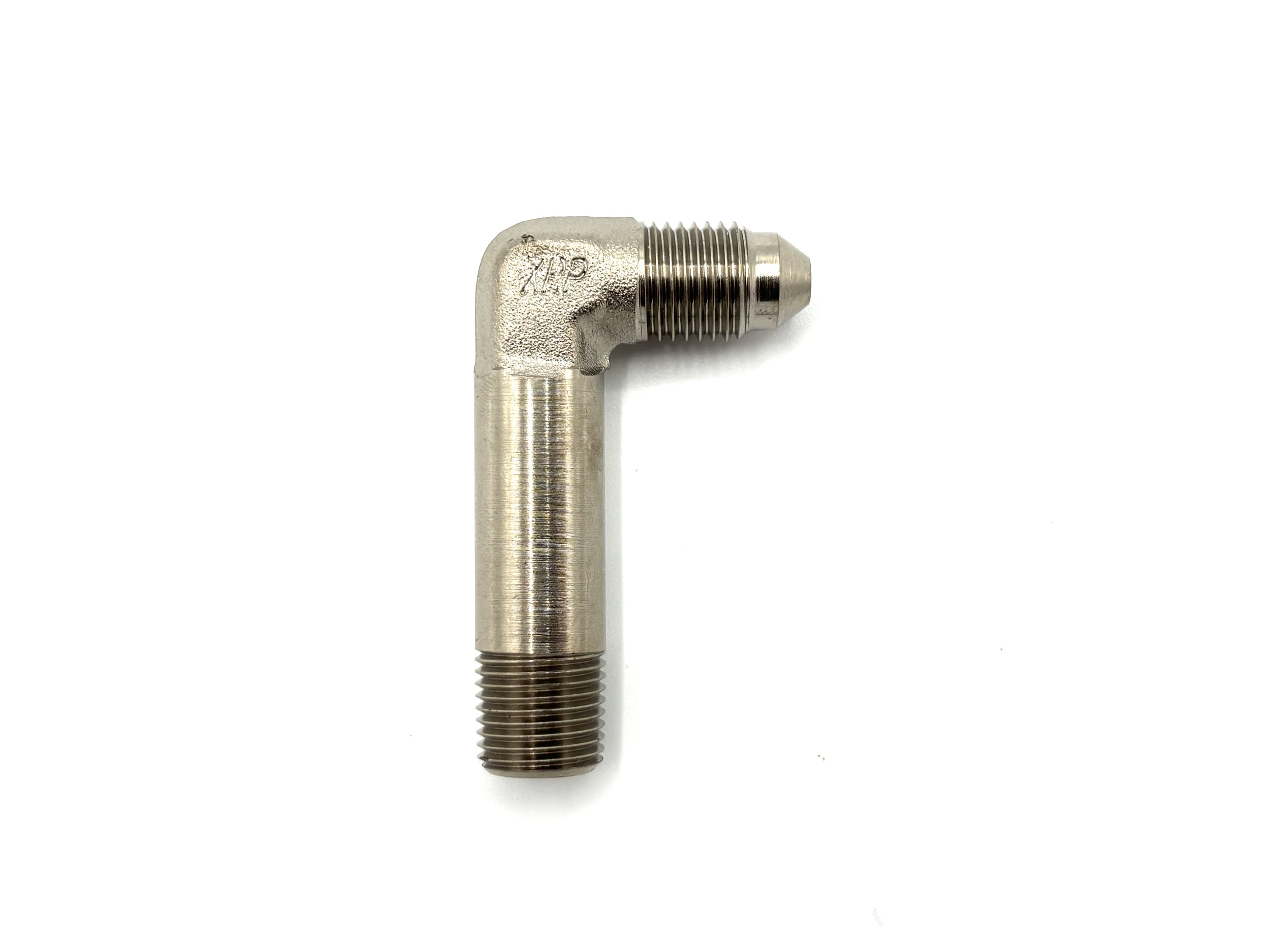 90 Deg. AN Male to 1/8NPT Male Steel XL Extended Adapter