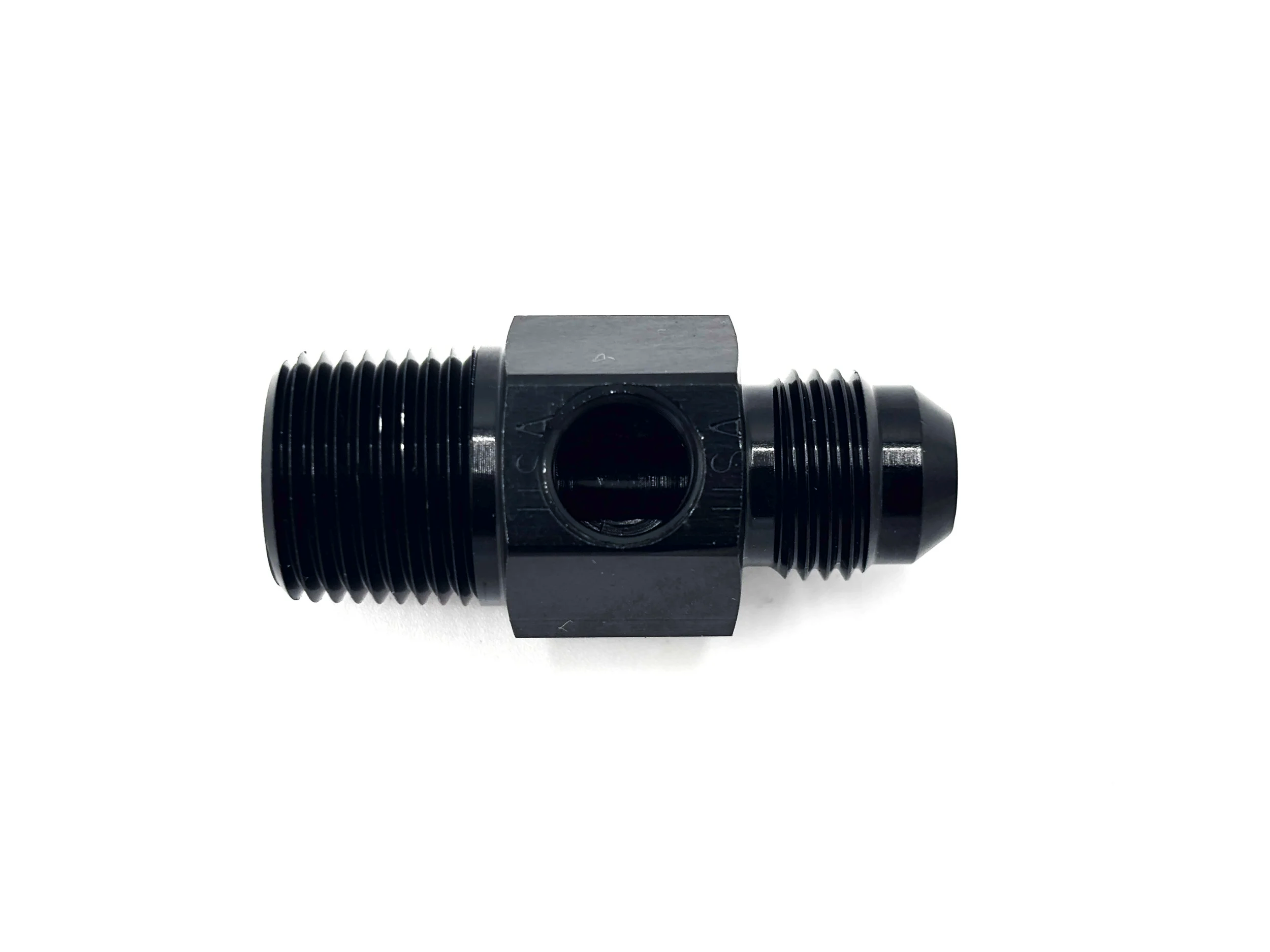 -6AN Male to 3/8NPT Male Adapter with 1/8NPT Port