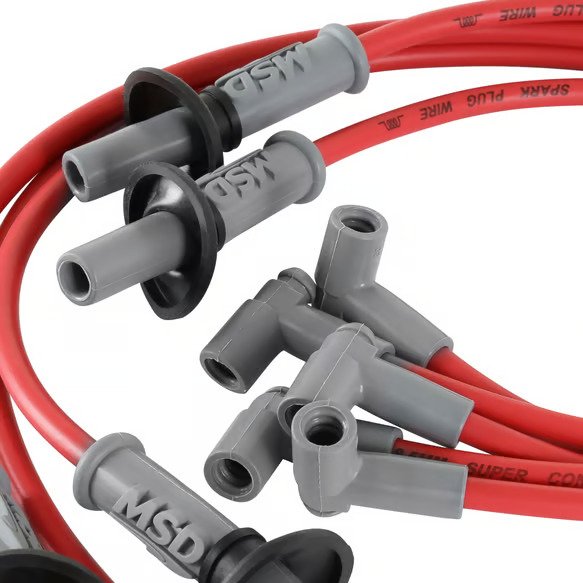 MSD spark plug wire set for VW type 1. Red in color. Has gray spark plug boots.