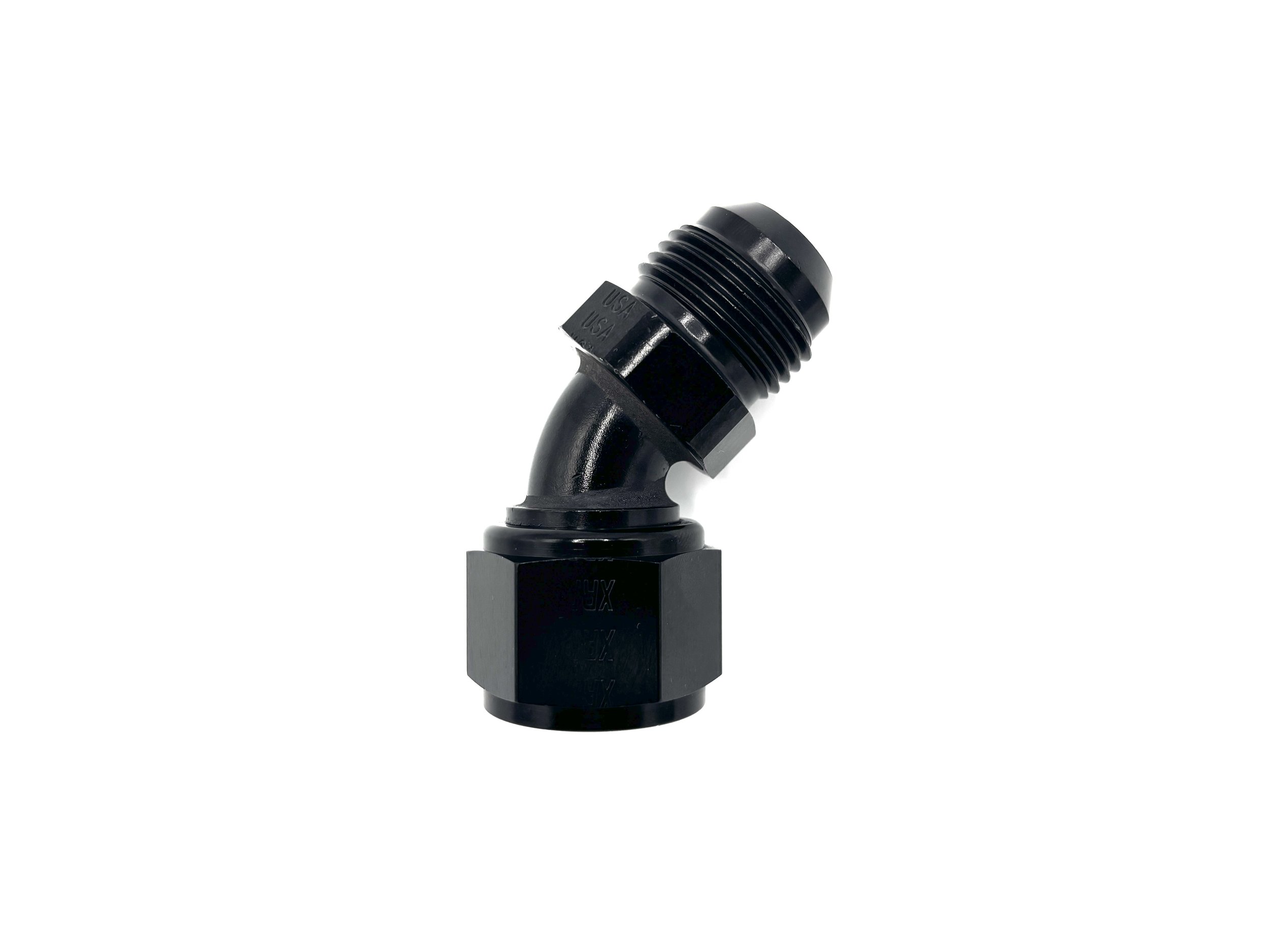 45 Deg. AN Female Swivel to AN Male Adapter