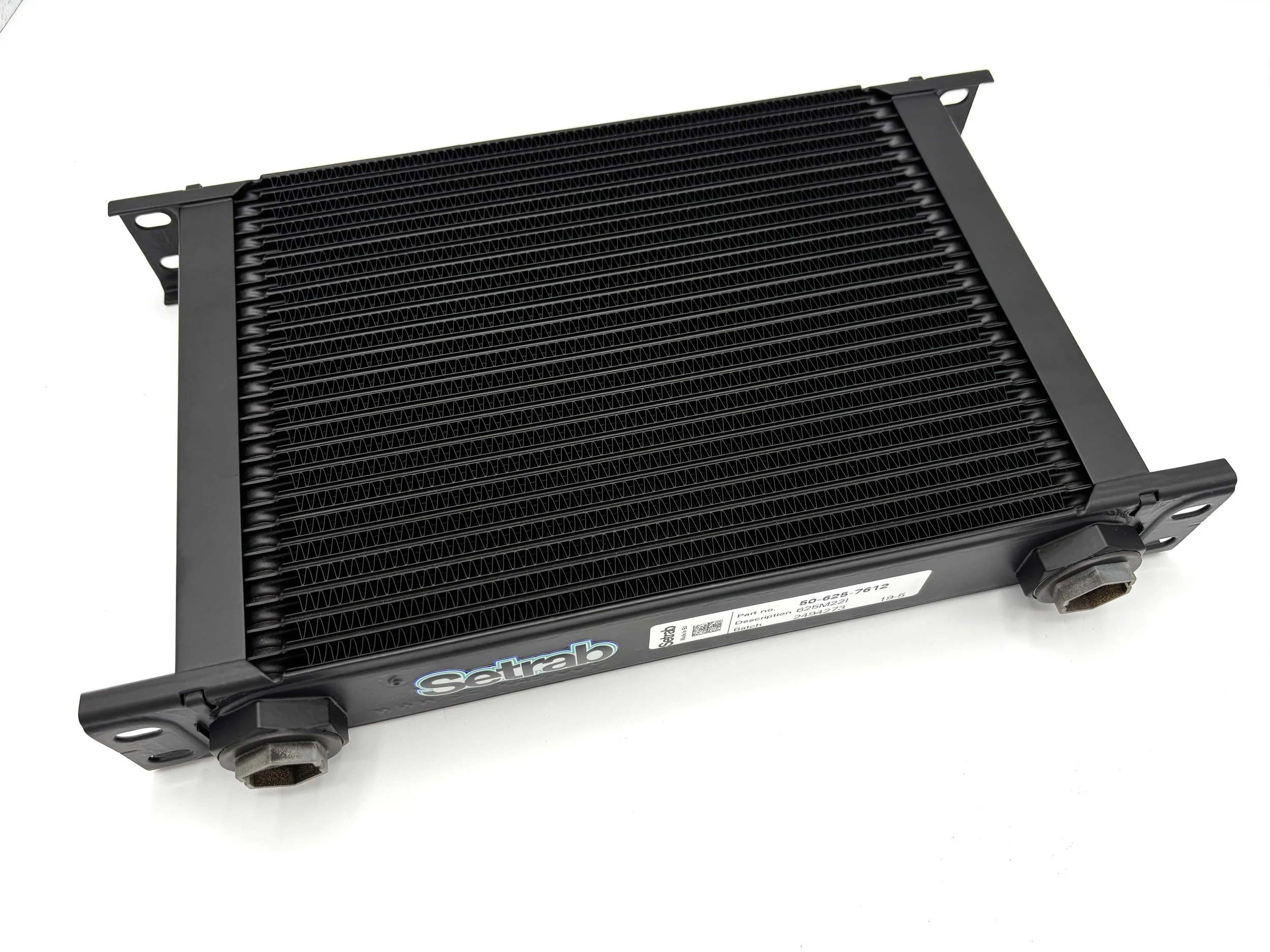 Top view Large Black Oil cooler with fins in the middle