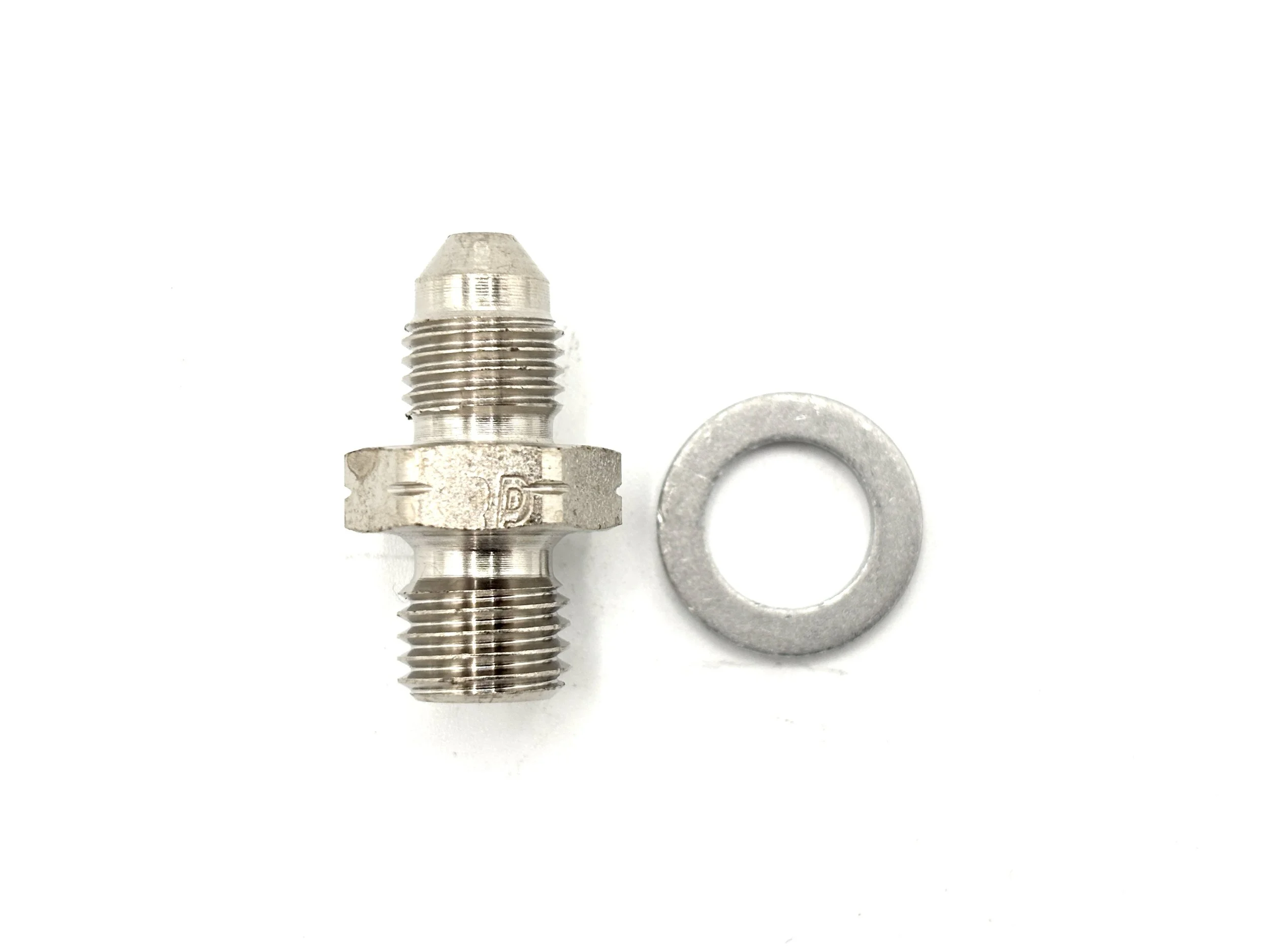 AN Male to M10 x 1.25 Male Steel Crush Washer Seal Adapter