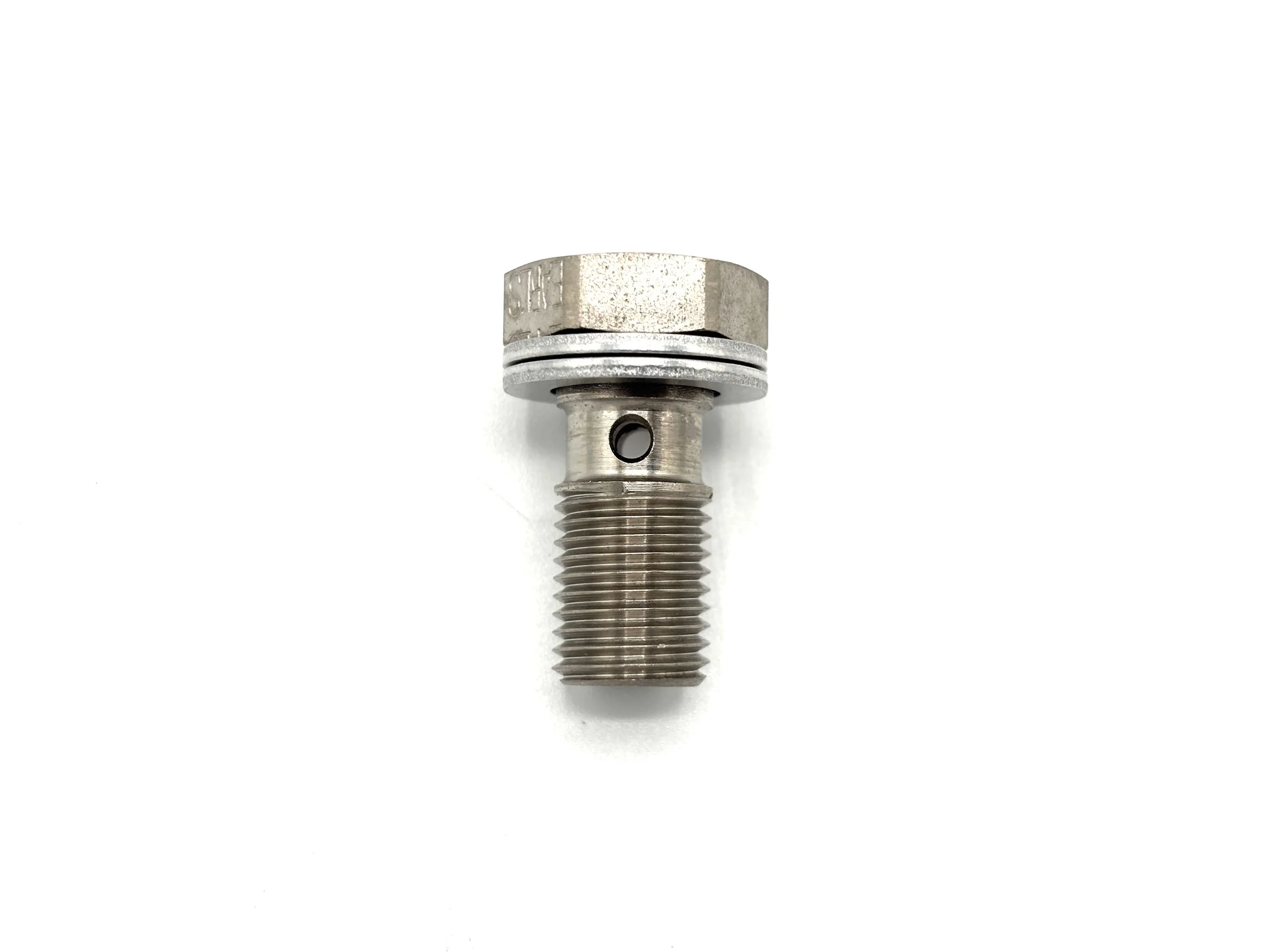 Earl's 3/8-24 steel banjo bolt for 8mm banjo height. Silver in color.