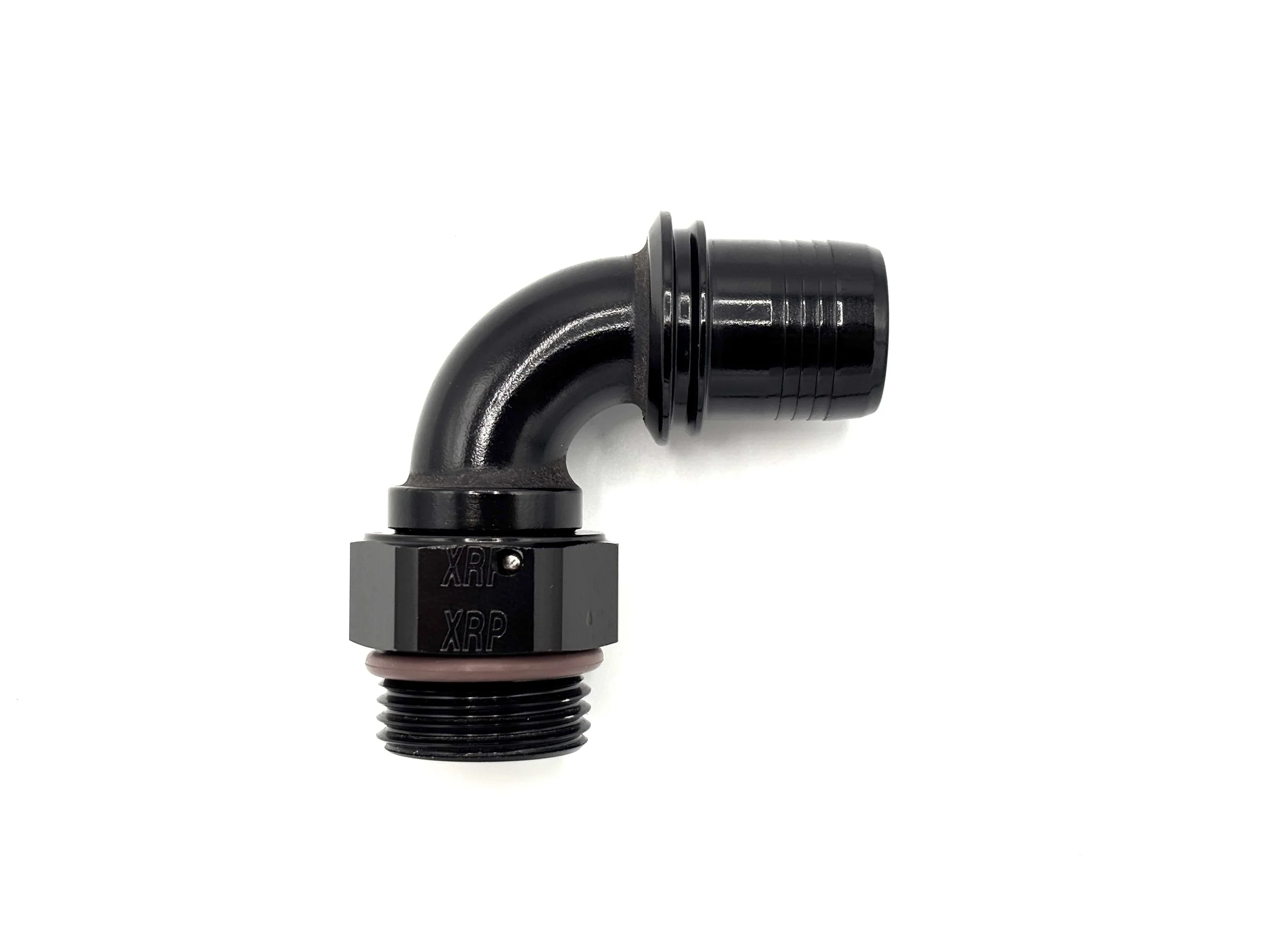 90 Deg. -12AN Race Crimp Hose End to -10AN ORB Male