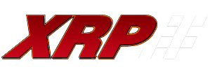 XRP logo with red text and checkered flag design