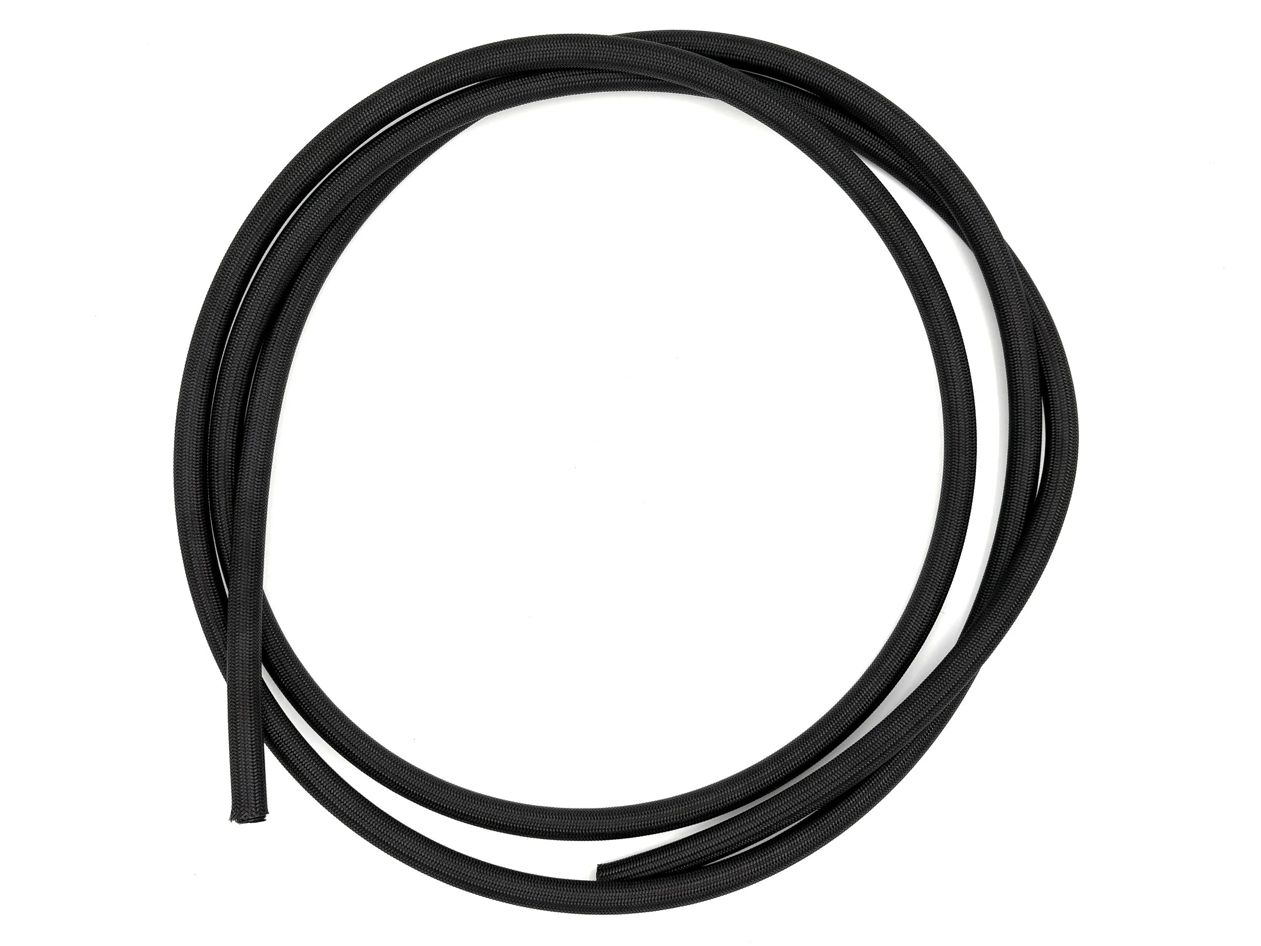 XRP ProPlus Xtreme monofilament PTFE hose. Black in color. Coiled hose.