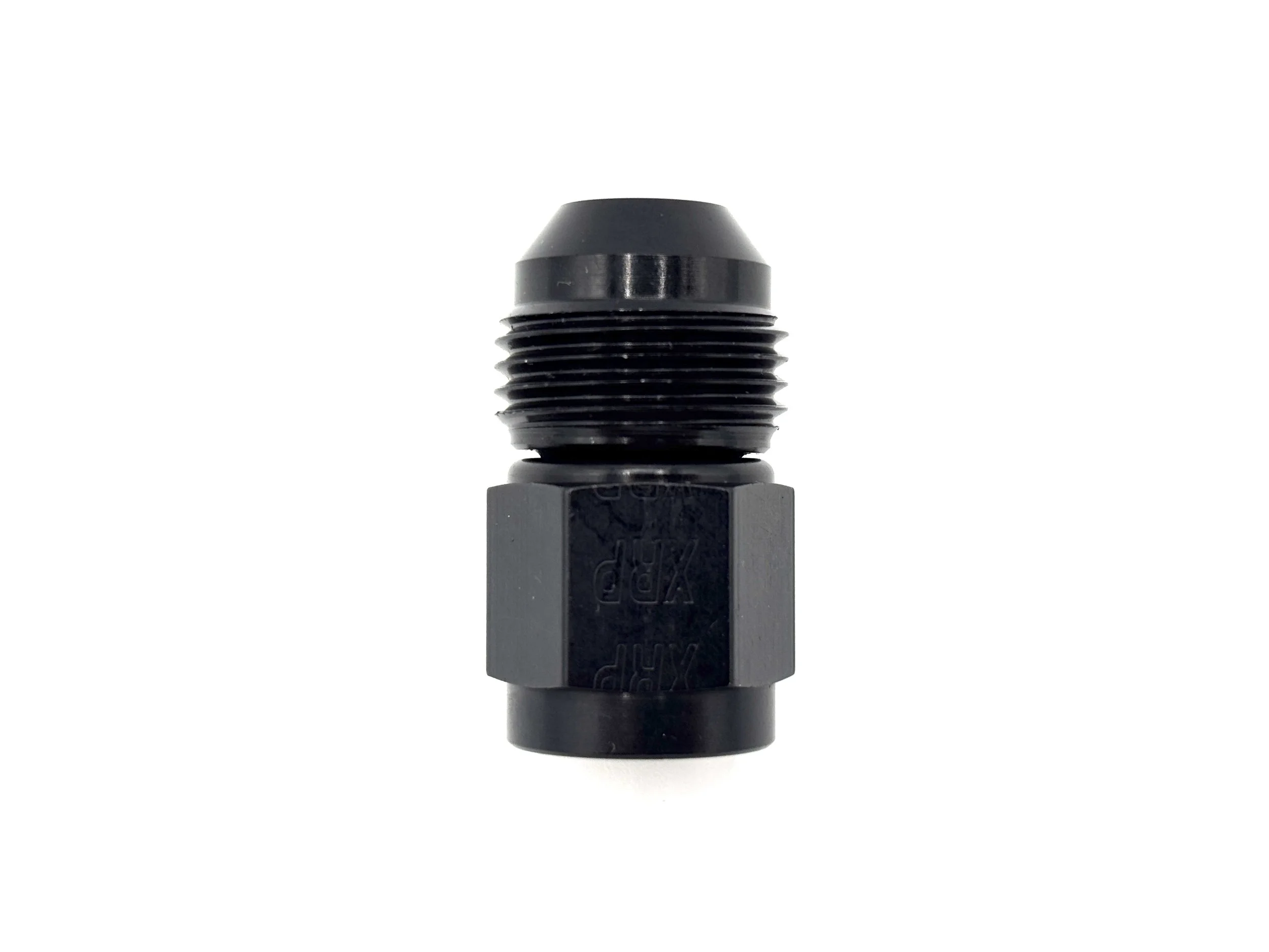 XRP straight -6AN female to -8AN male expander fitting. Black in color.