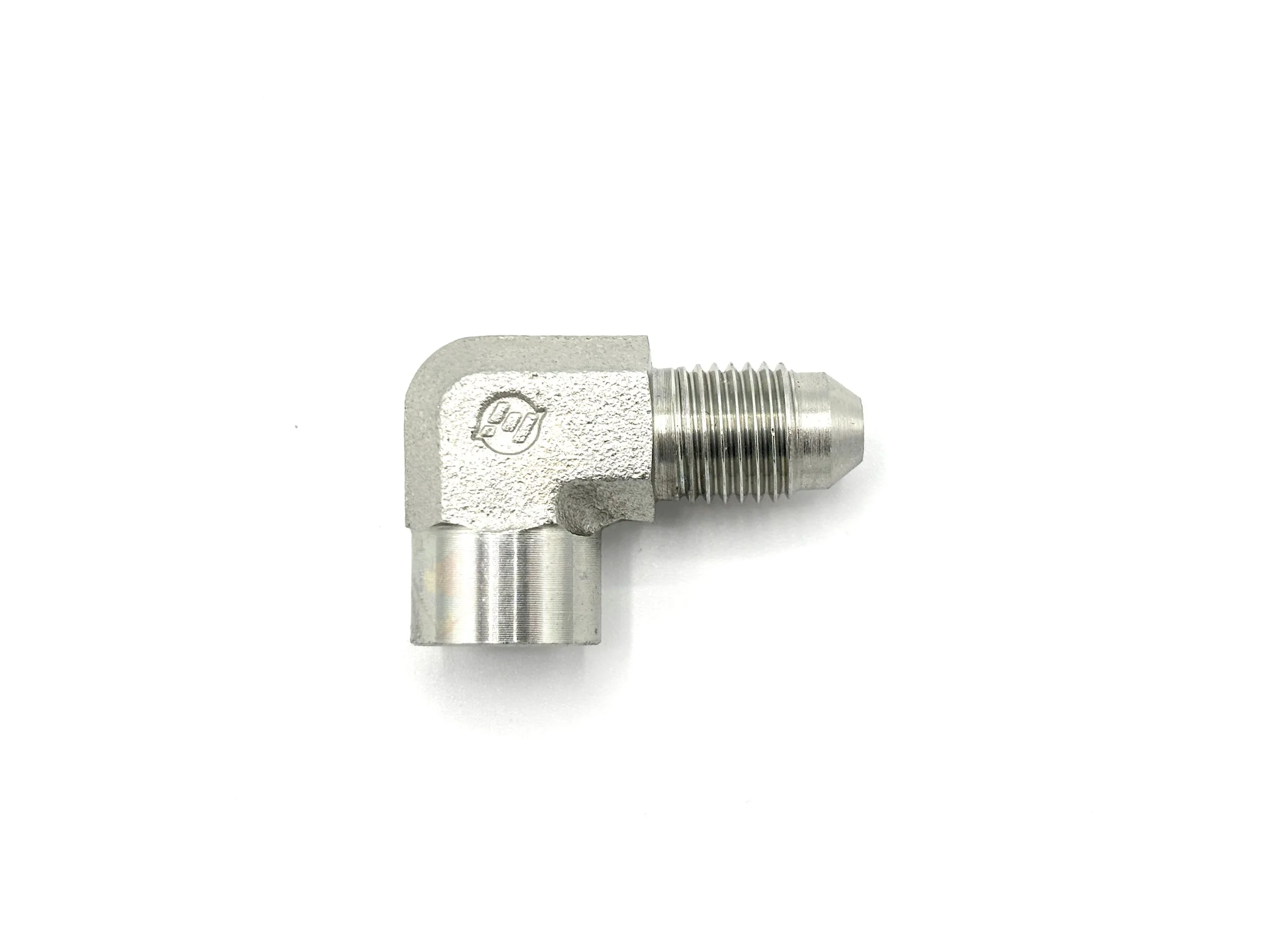 90 Deg. AN Male to 1/8NPT Female Steel Gauge Adapter