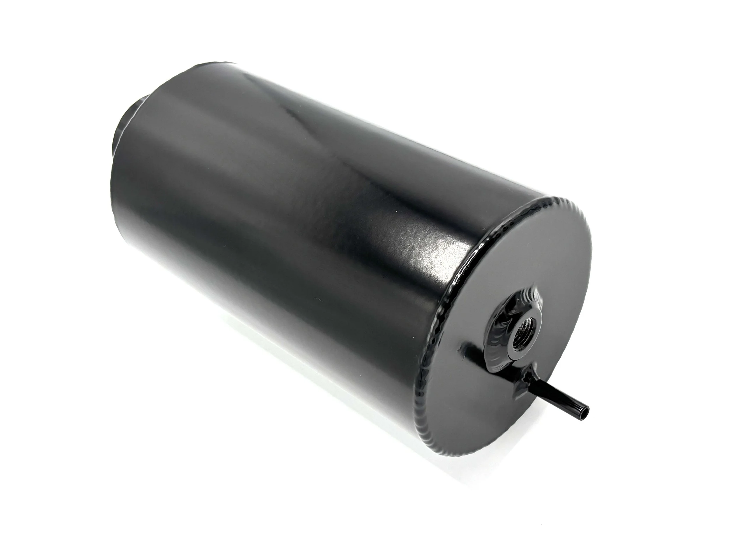 Ogawa Enterprises radiator overflow tank. Black in color.