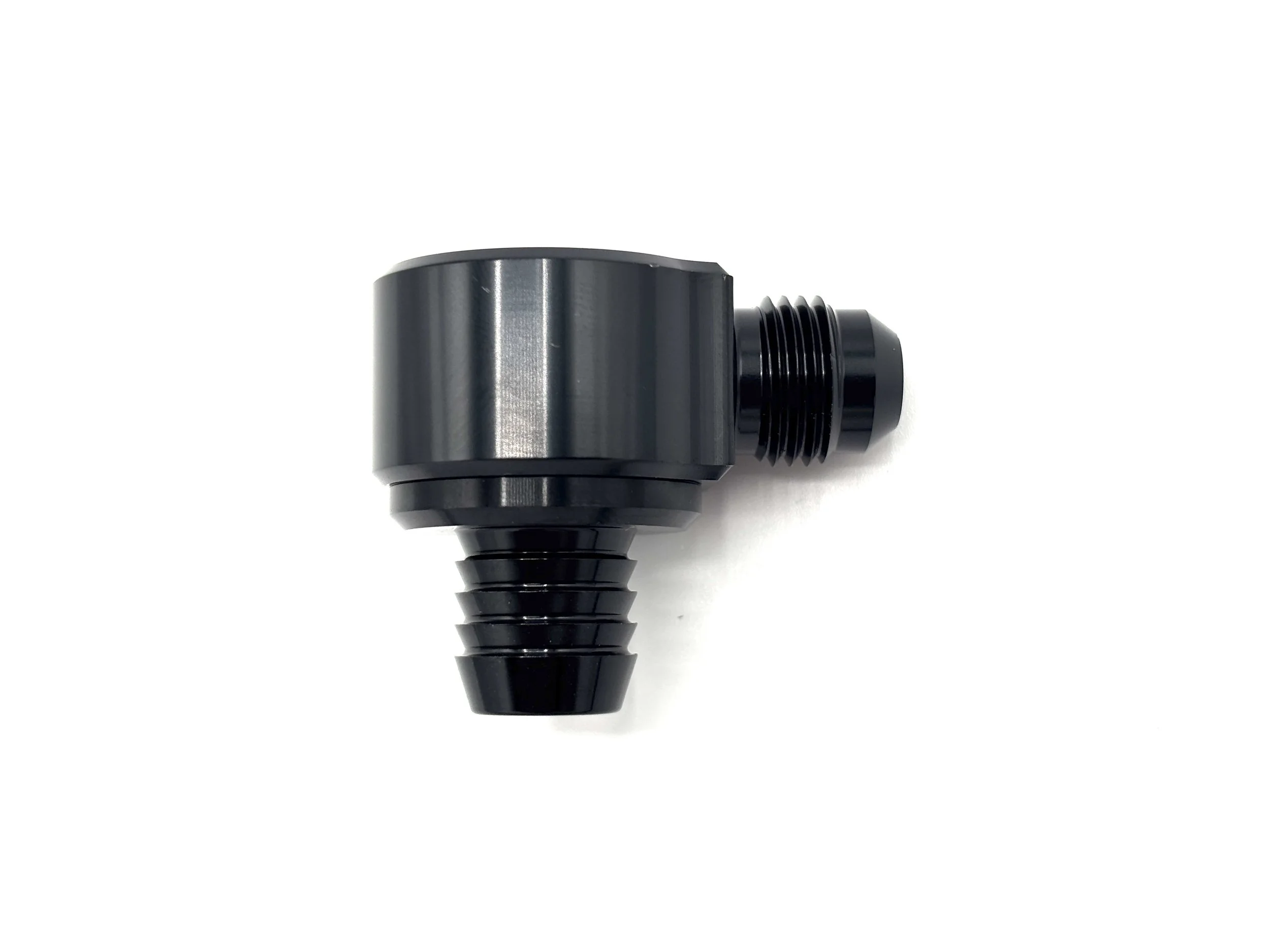 Earl's -6AN male to brake booster check valve. Black in color.