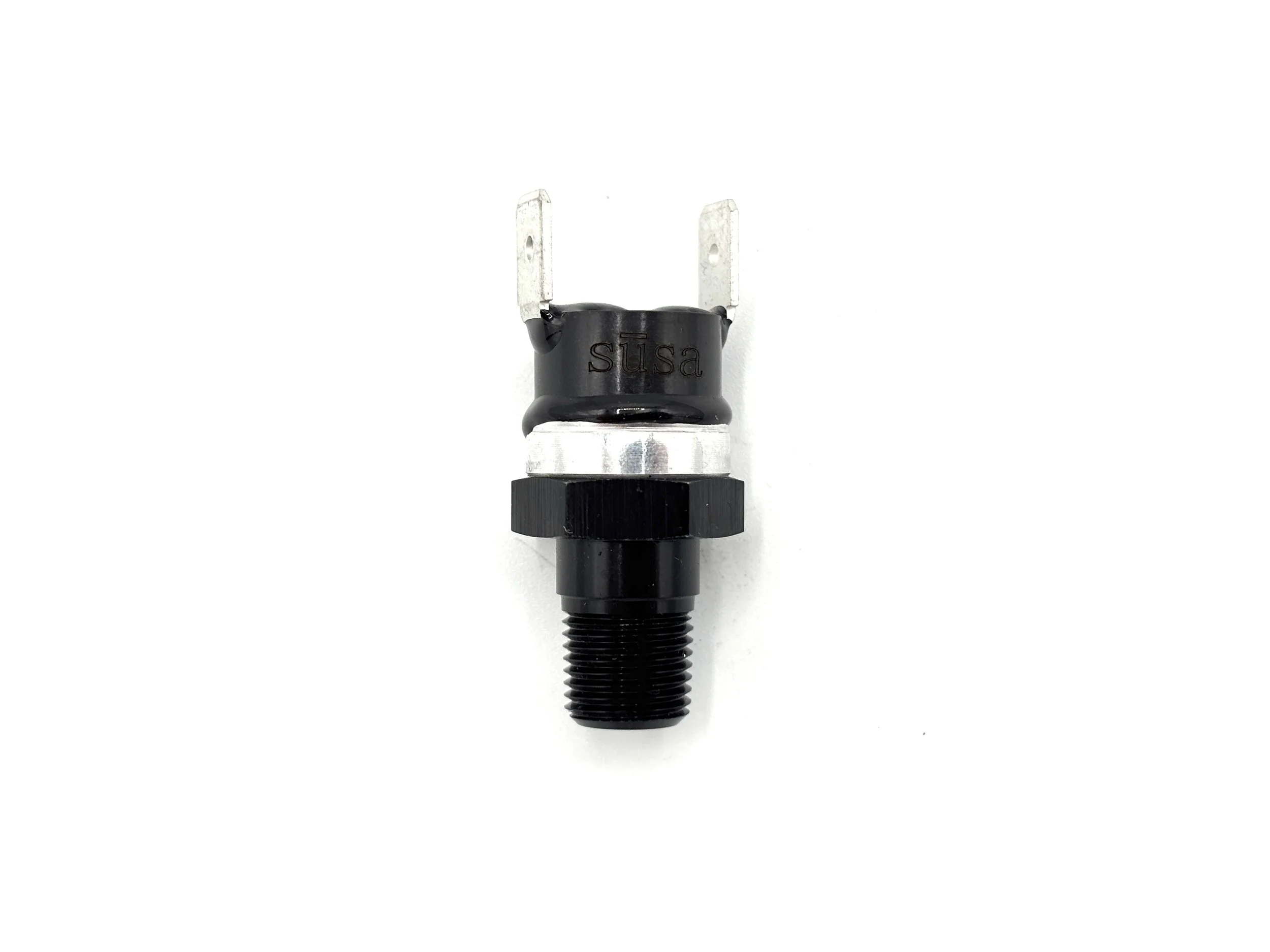 Setrab 1/8NPT temperature switch. Black in color.
