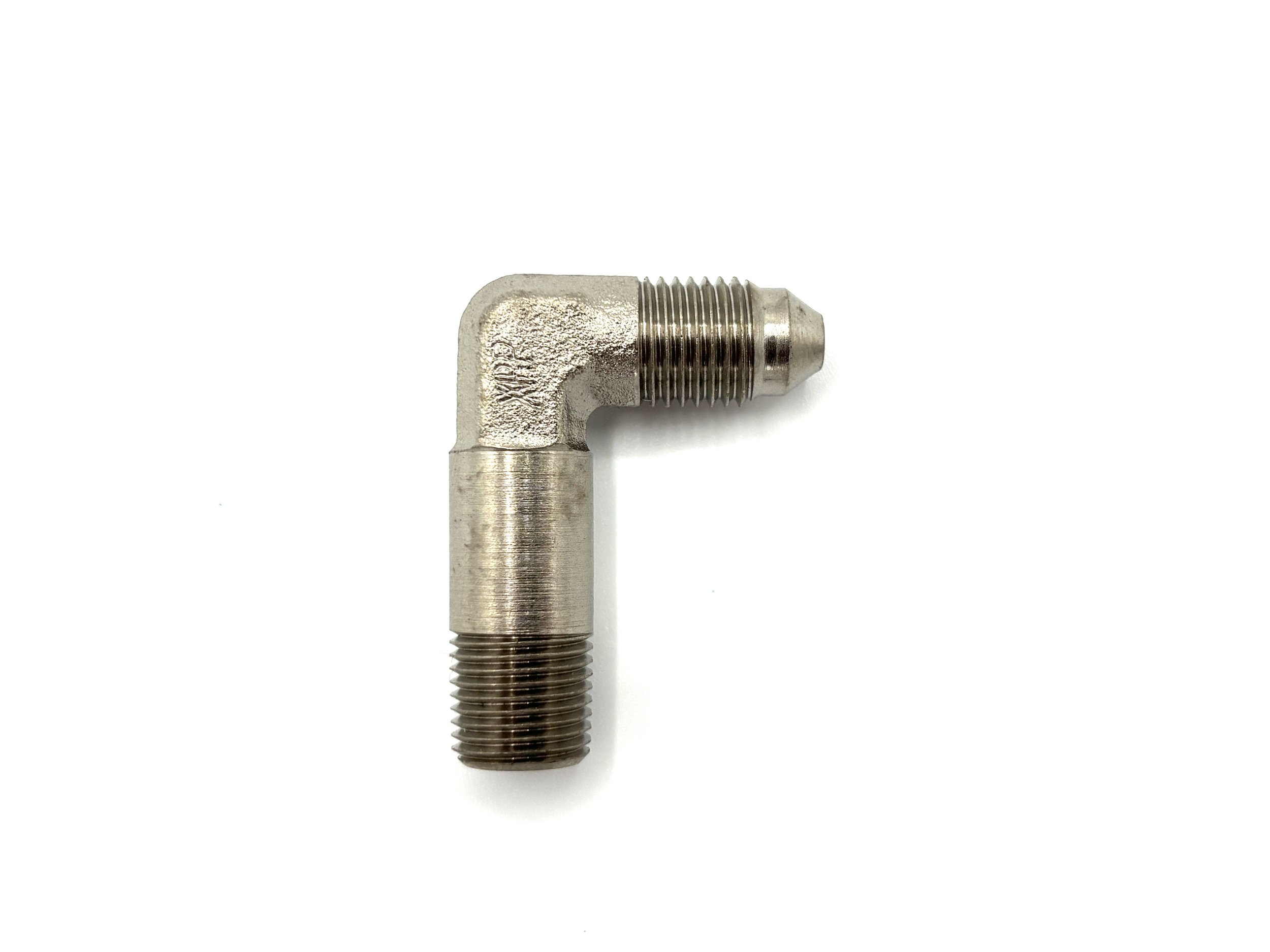 90 Deg. AN Male to 1/8NPT Male Steel Extended Adapter