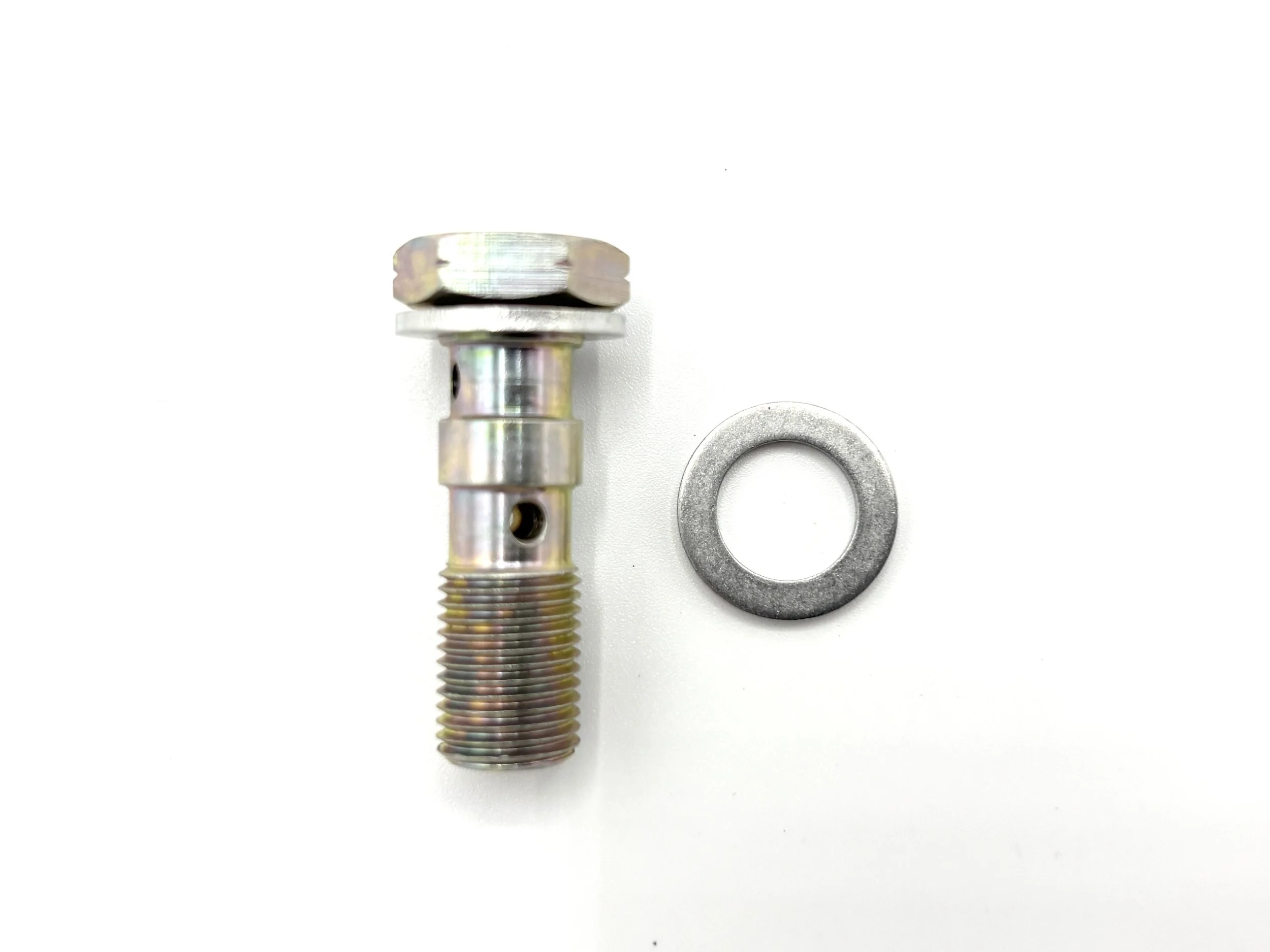 Short M10 x 1.0 Steel Double Banjo Bolt