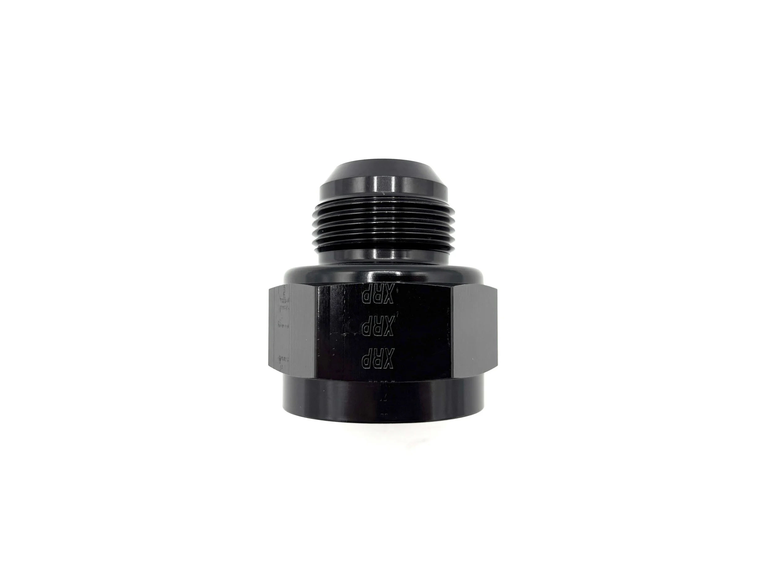 XRP straight -20AN female to -16AN male reducer fitting. Black in color.