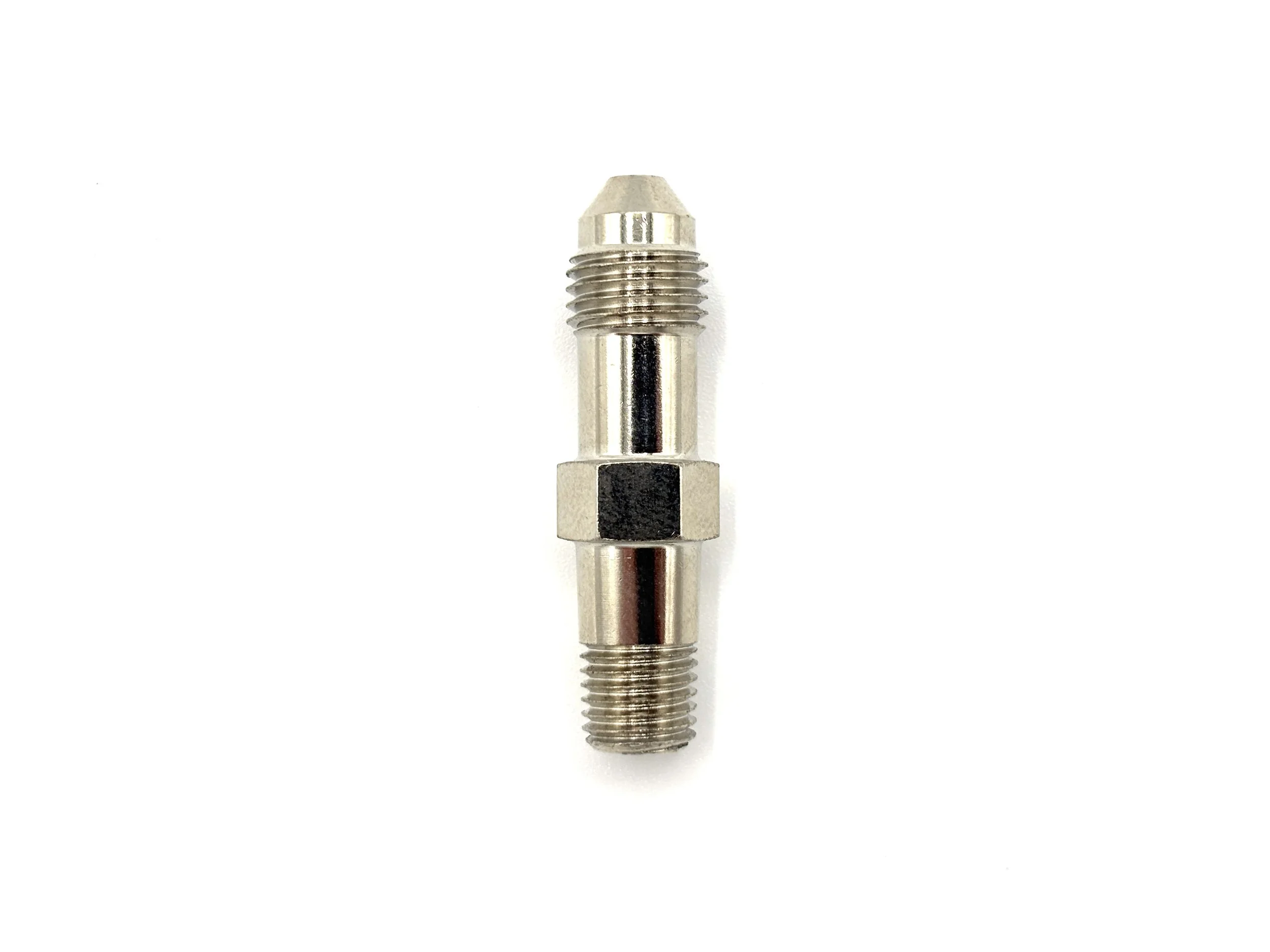 Earl's -3AN male to 1/16NPT male extended adapter. Silver in color.