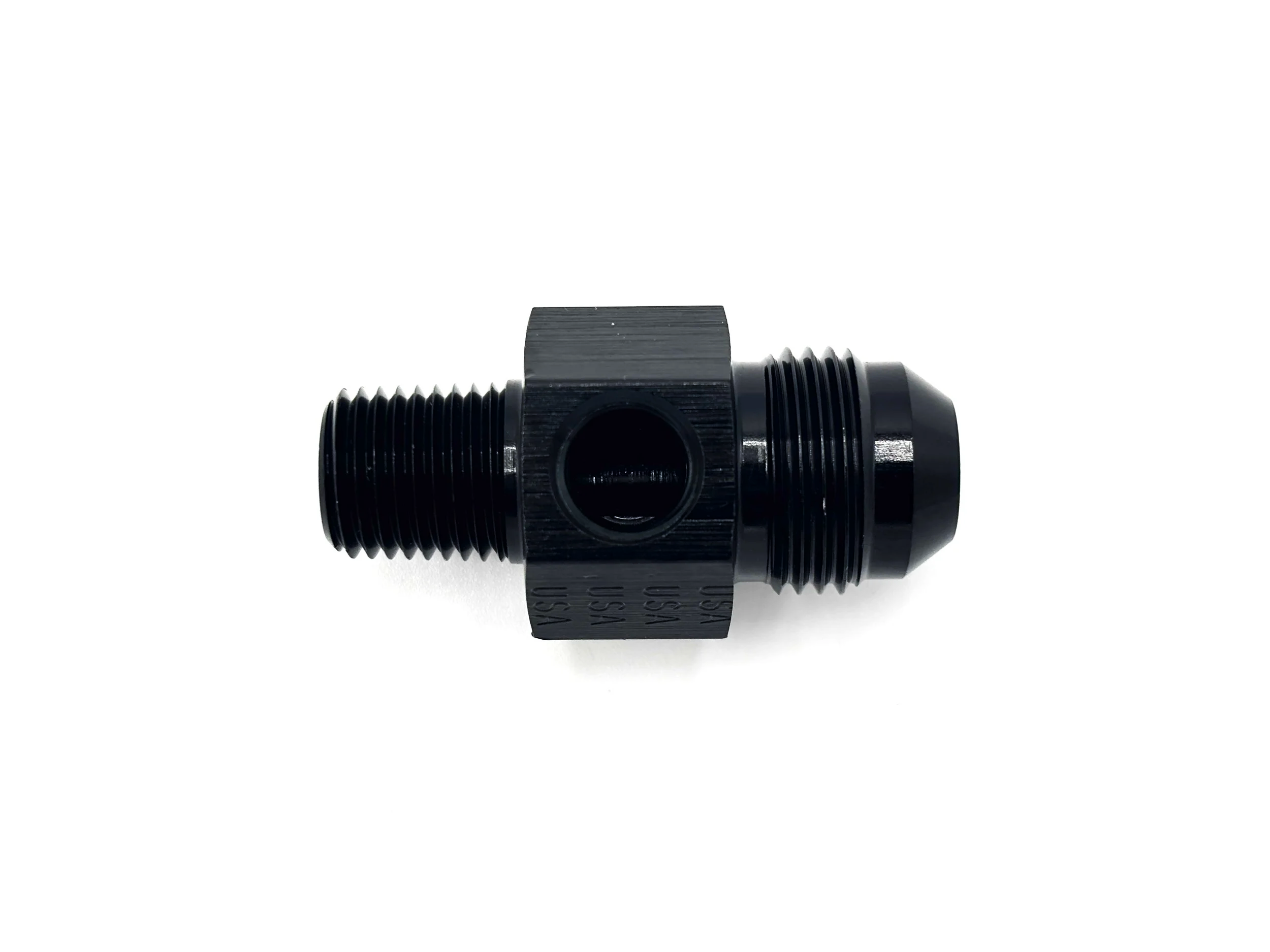 -8AN Male to 1/4NPT Male Adapter with 1/8NPT Port