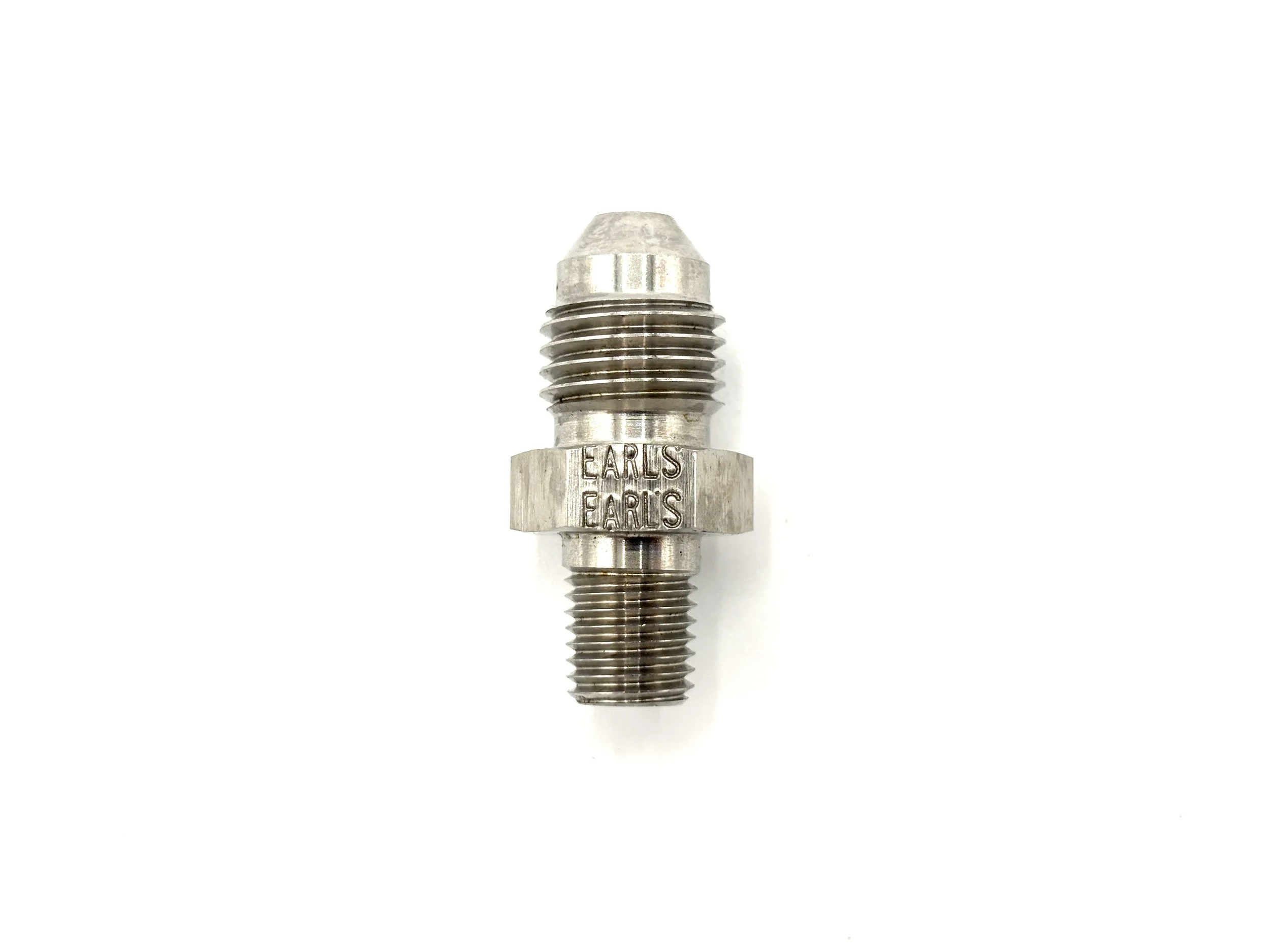 Earl's straight AN male to 1/16NPT male adapter. Silver in color.