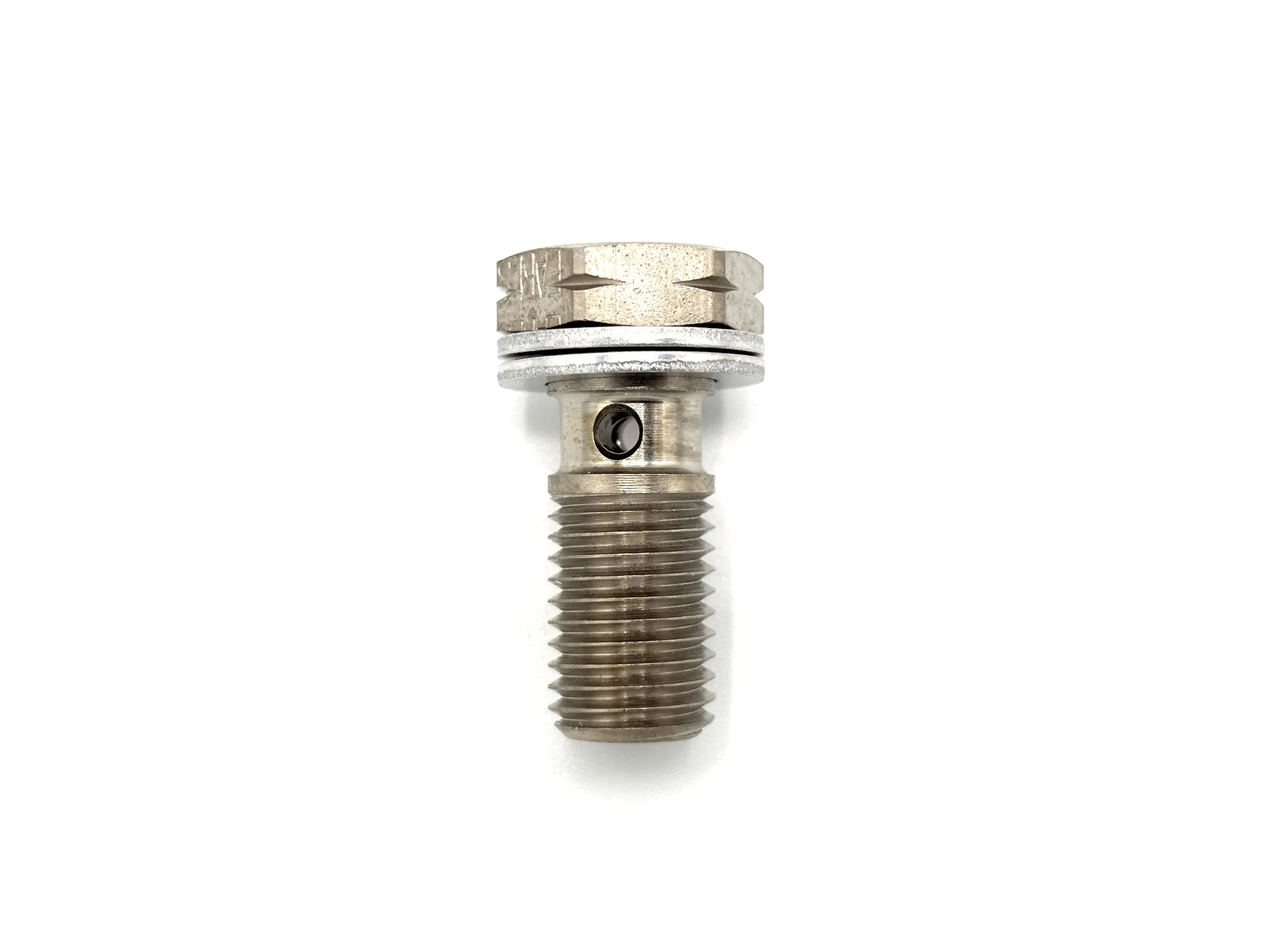 Earl's M10 × 1.25 steel banjo bolt for .425in banjo height. Silver in color.