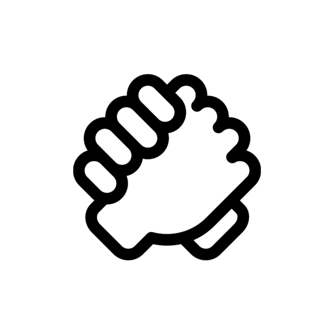 Outline of a clenched fist, symbolizing strength or solidarity.